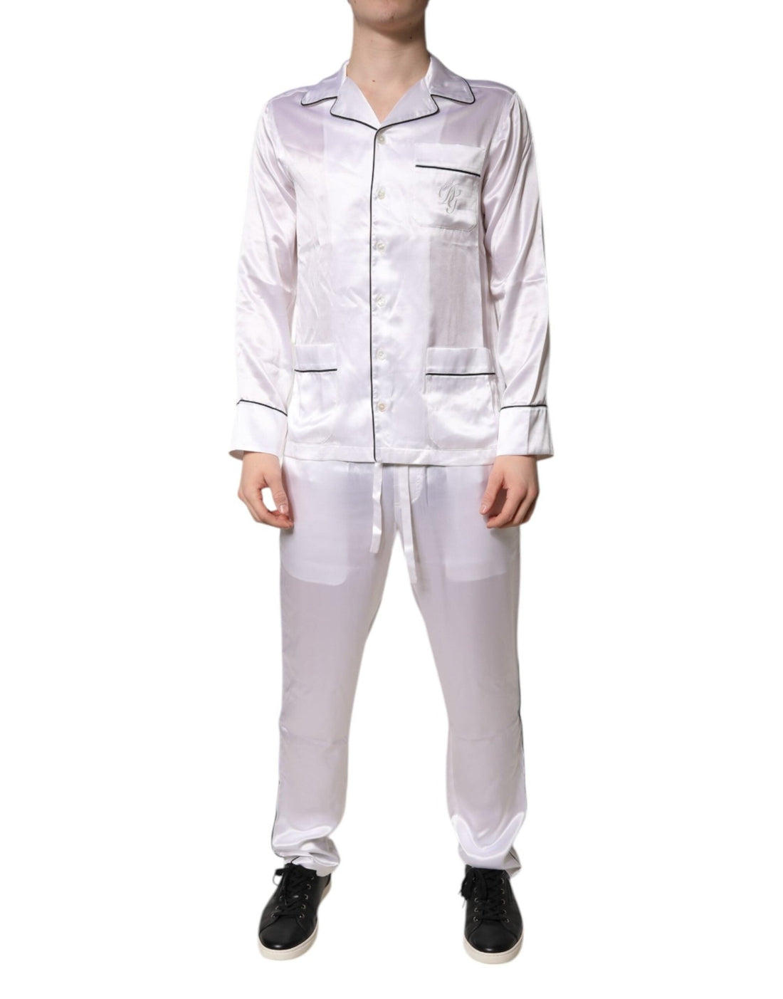Dolce & Gabbana White Satin Silk Men Pajama Set Sleepwear - RIMODA