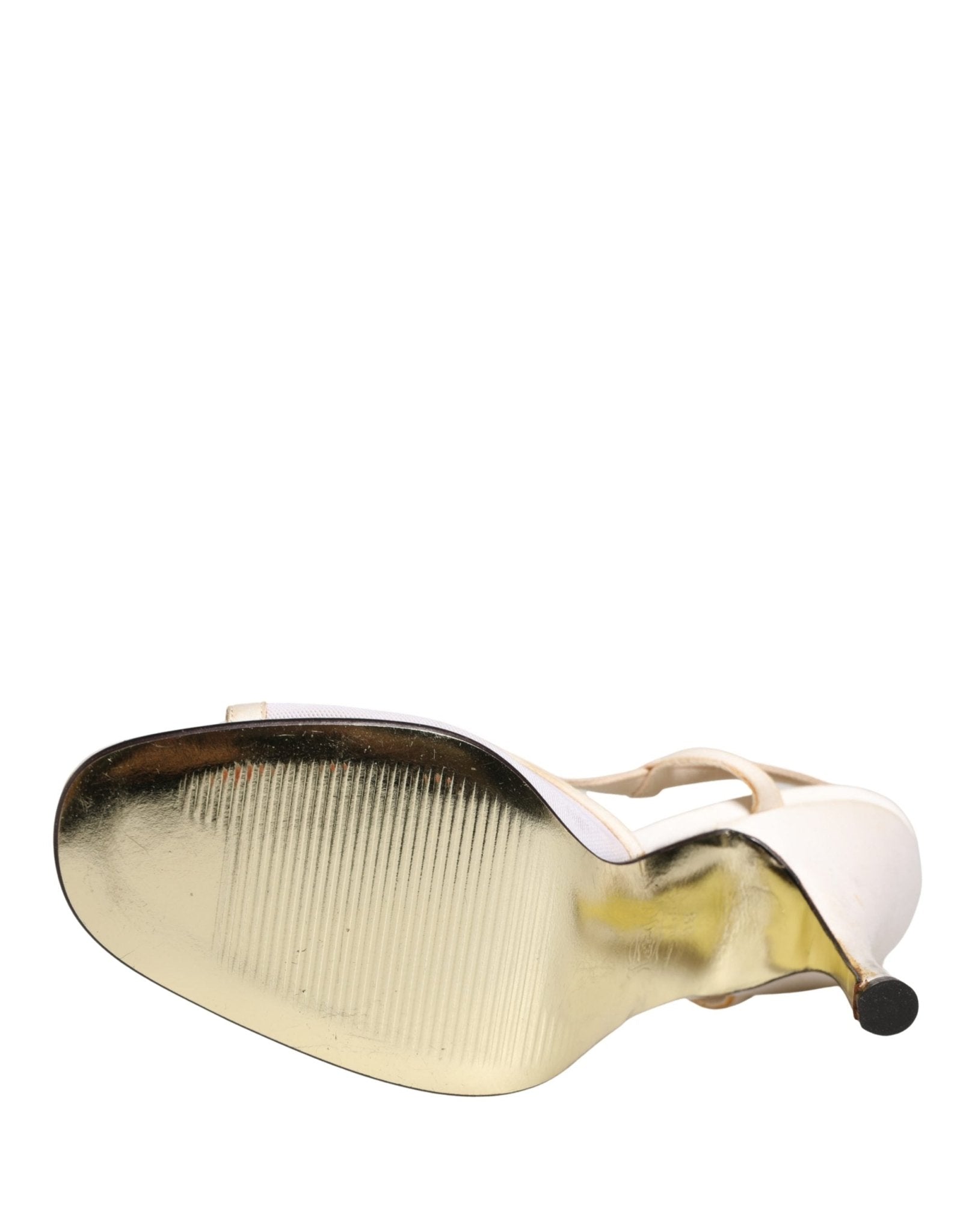 Dolce & Gabbana White Satin Slingback Heels Pumps Shoes - RIMODA