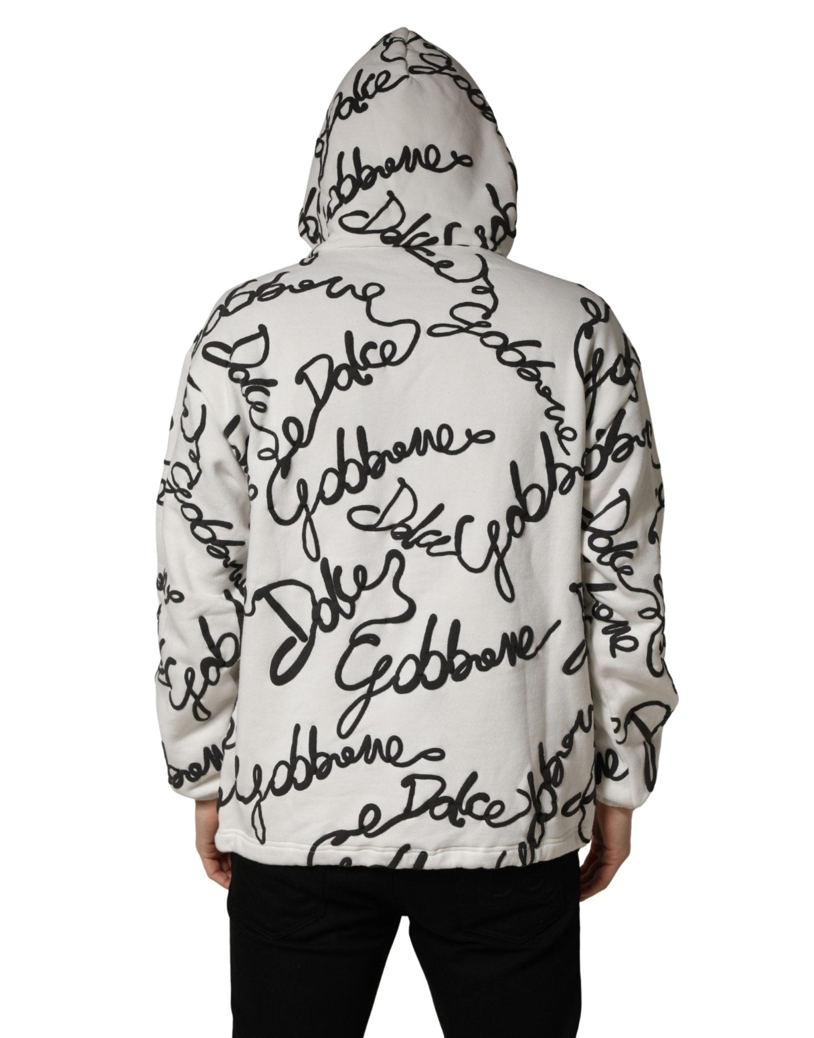 Dolce & Gabbana White Script Logo Print Cotton Sweatshirt Sweater - RIMODA