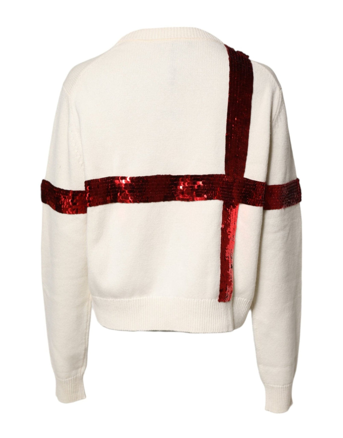 Dolce & Gabbana White Sequined Crew Neck Pullover Sweater - RIMODA