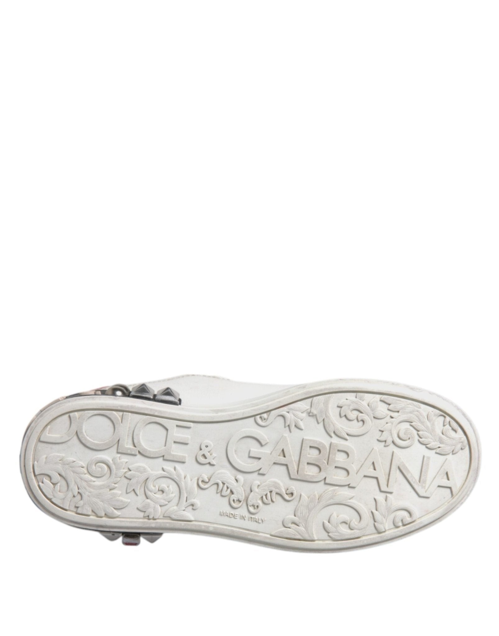 Dolce & Gabbana White Sequined Crystal Low Top Sneakers Shoes - RIMODA