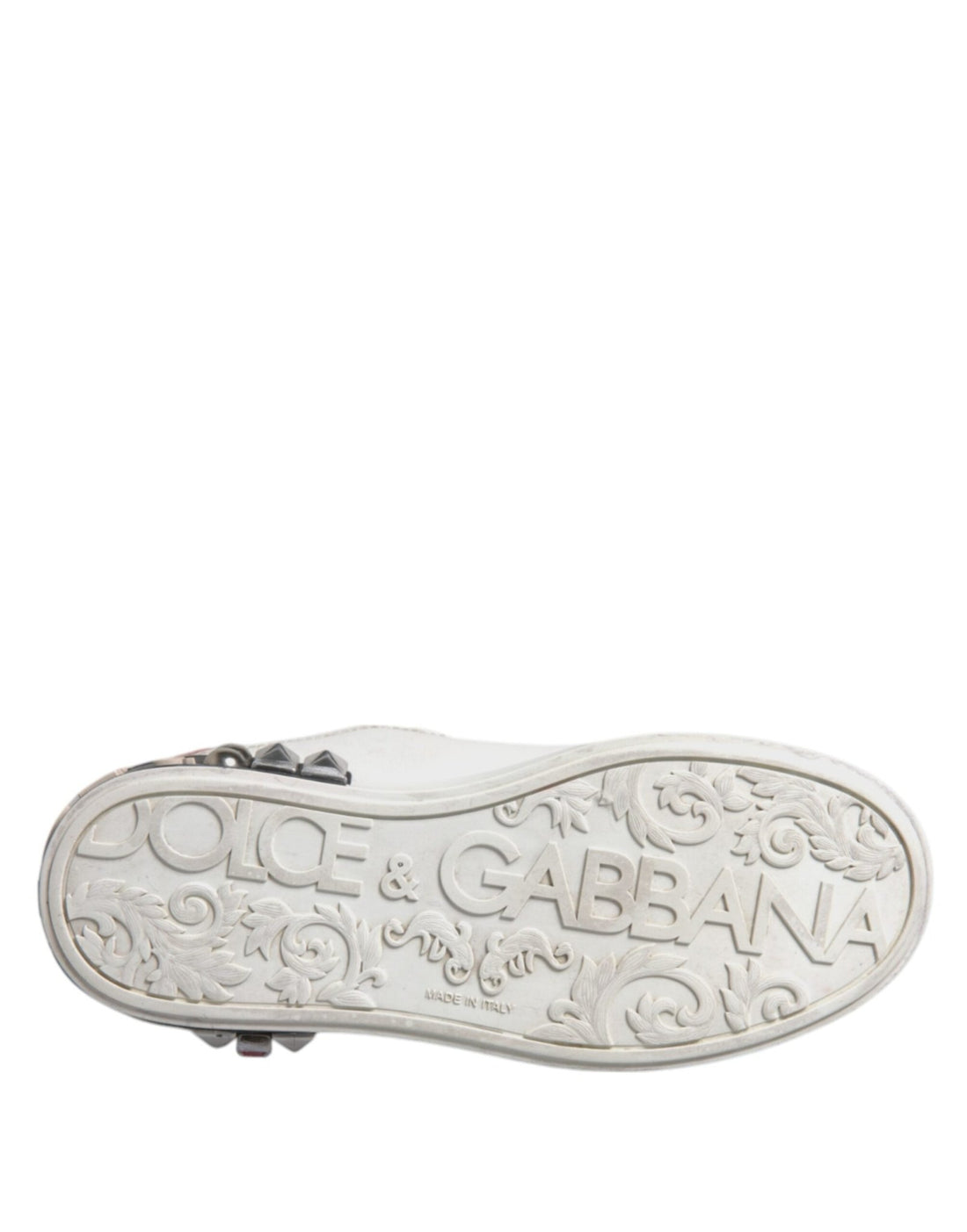 Dolce & Gabbana White Sequined Crystal Low Top Sneakers Shoes - RIMODA