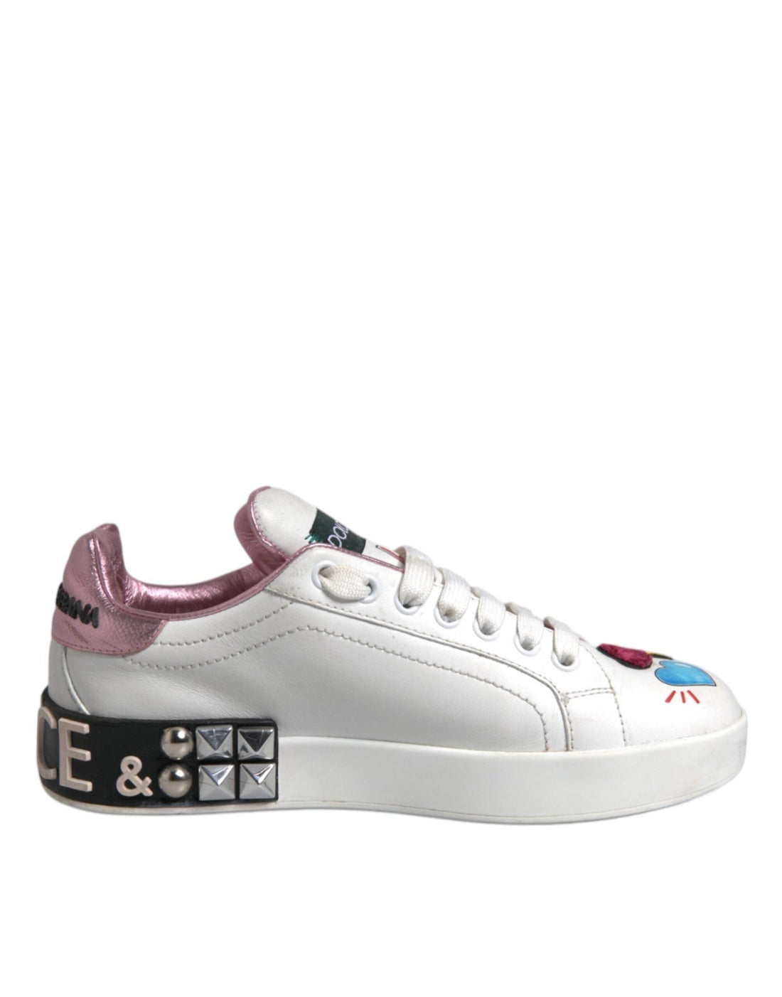Dolce & Gabbana White Sequined Crystal Low Top Sneakers Shoes - RIMODA