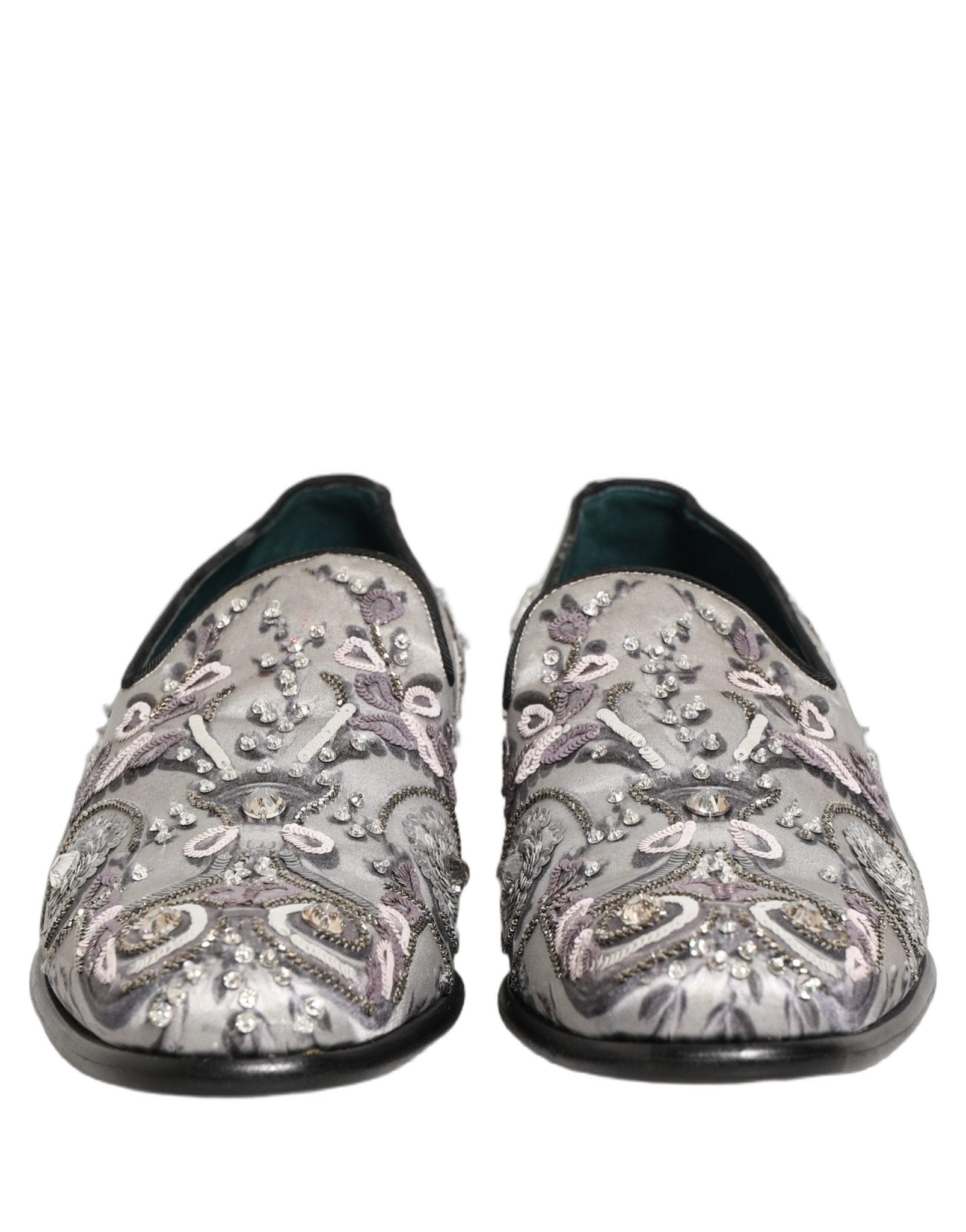 Dolce & Gabbana White Sequined Formal Slip On Loafers Shoes - RIMODA