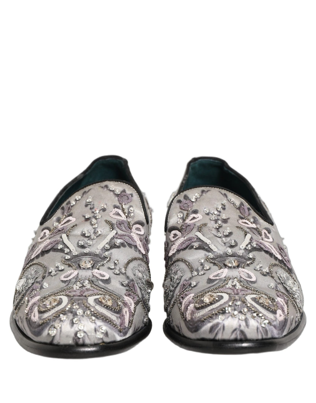 Dolce & Gabbana White Sequined Formal Slip On Loafers Shoes - RIMODA