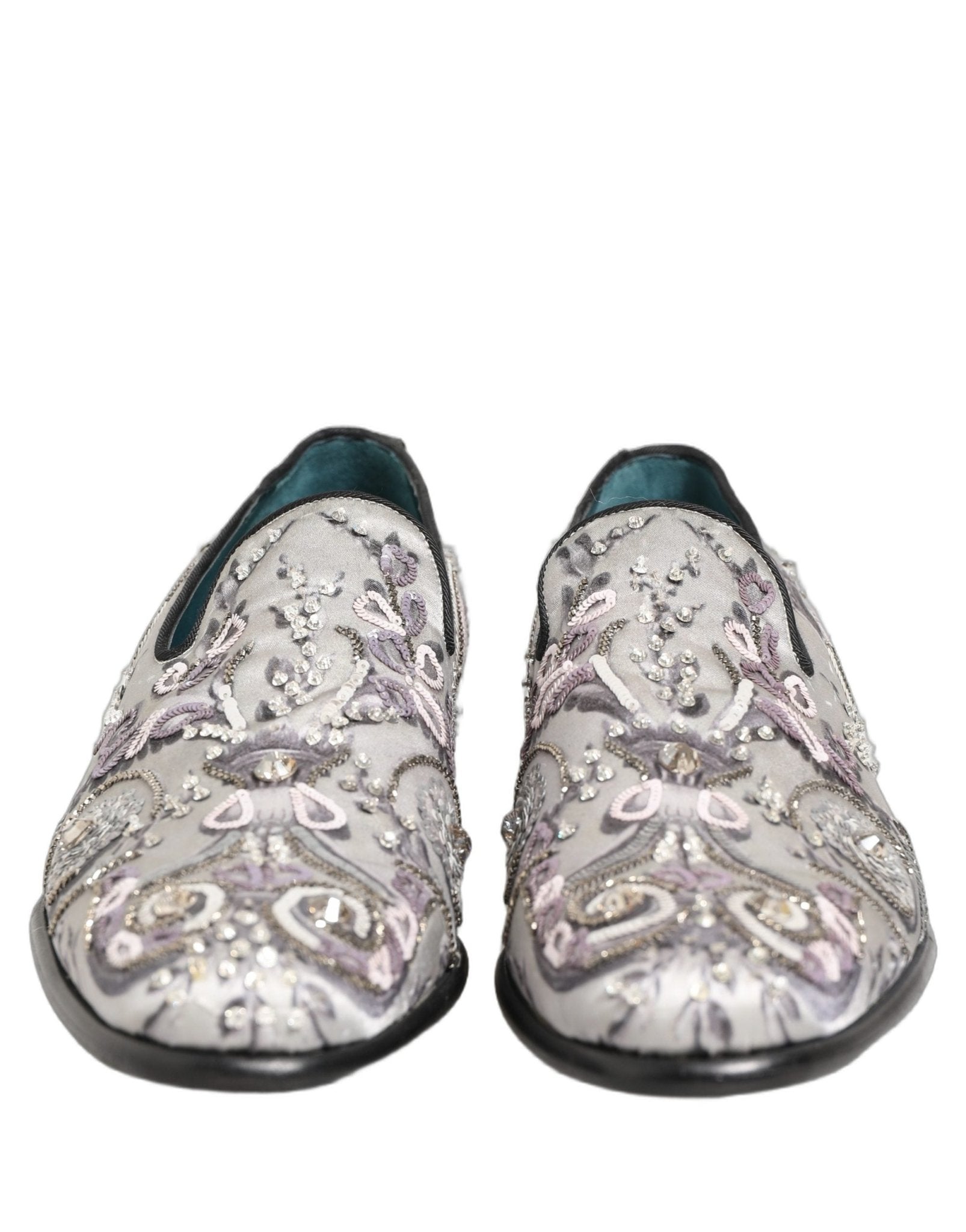 Dolce & Gabbana White Sequined Formal Slip On Loafers Shoes - RIMODA