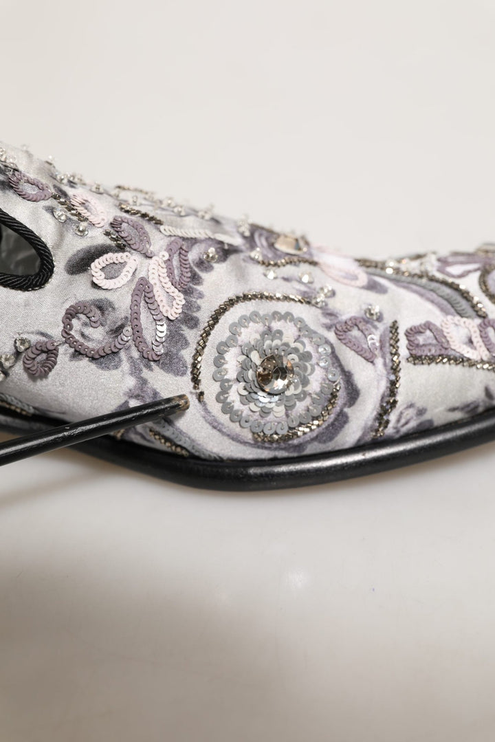 Dolce & Gabbana White Sequined Formal Slip On Loafers Shoes - RIMODA