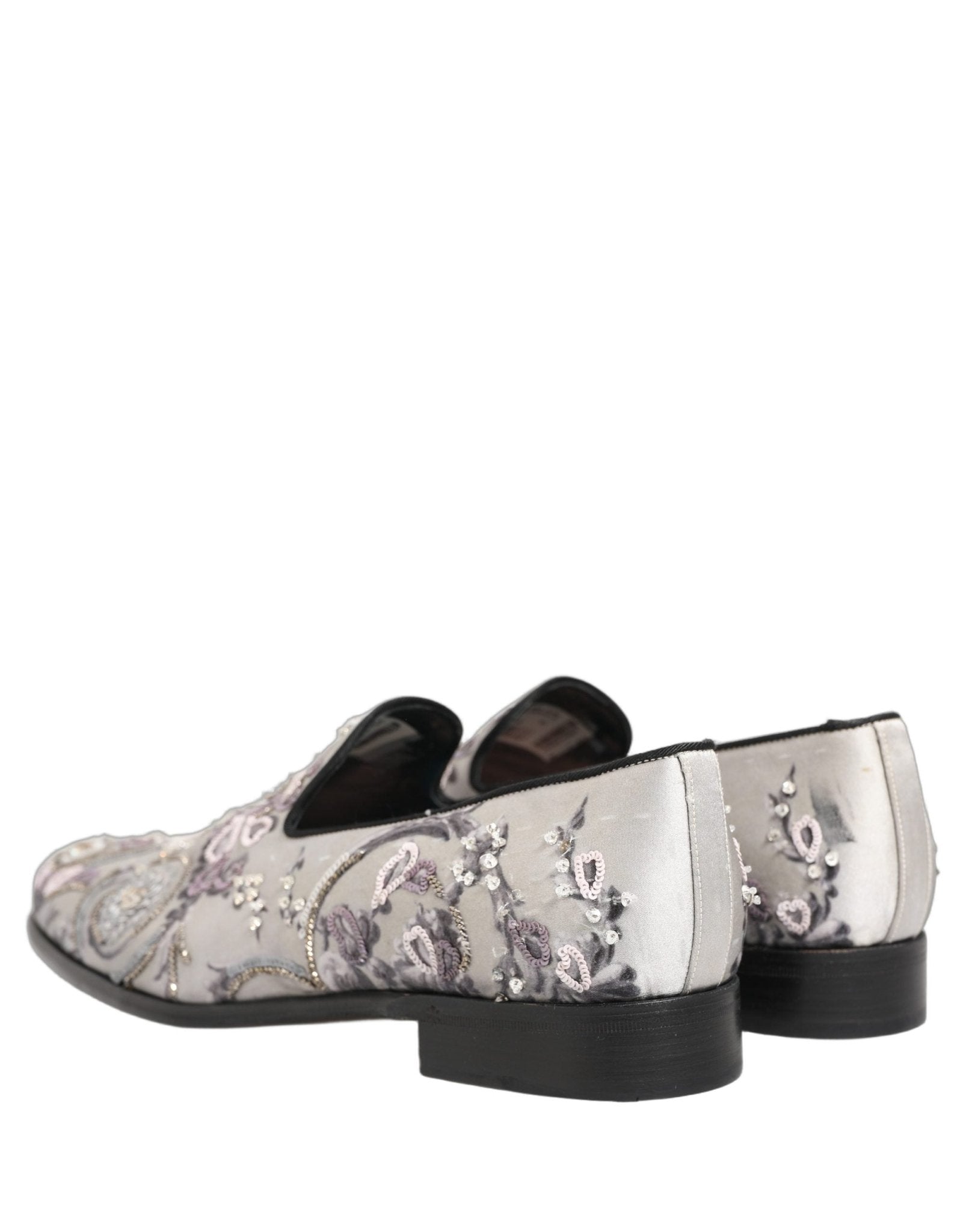Dolce & Gabbana White Sequined Formal Slip On Loafers Shoes - RIMODA