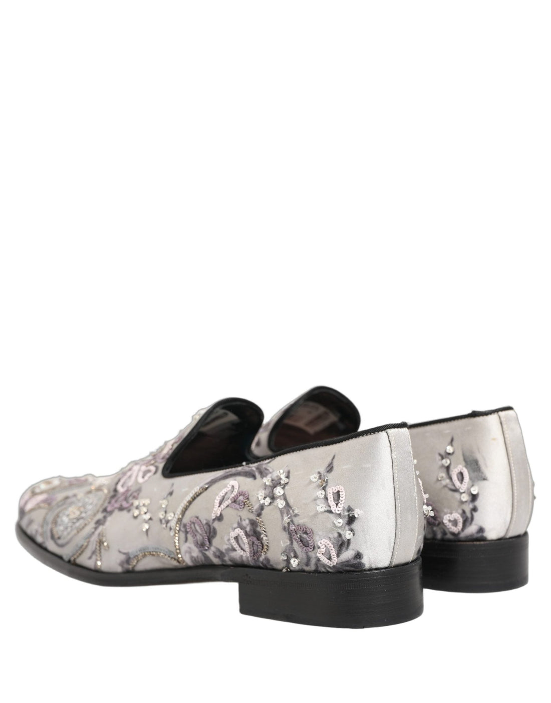 Dolce & Gabbana White Sequined Formal Slip On Loafers Shoes - RIMODA