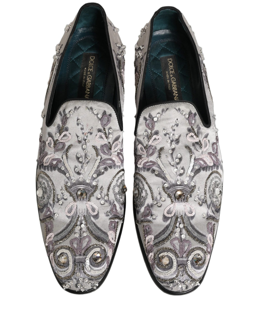 Dolce & Gabbana White Sequined Formal Slip On Loafers Shoes - RIMODA