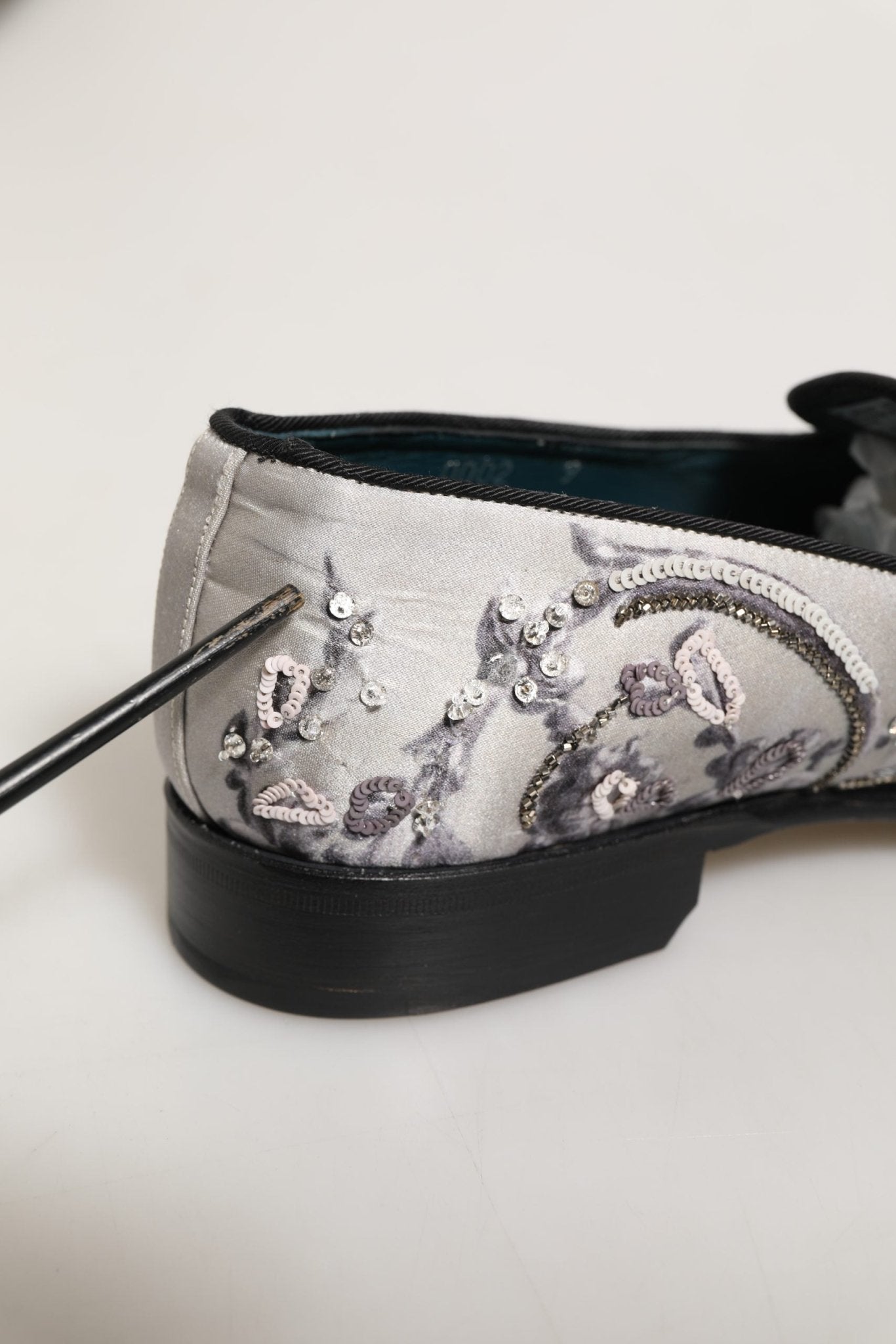 Dolce & Gabbana White Sequined Formal Slip On Loafers Shoes - RIMODA