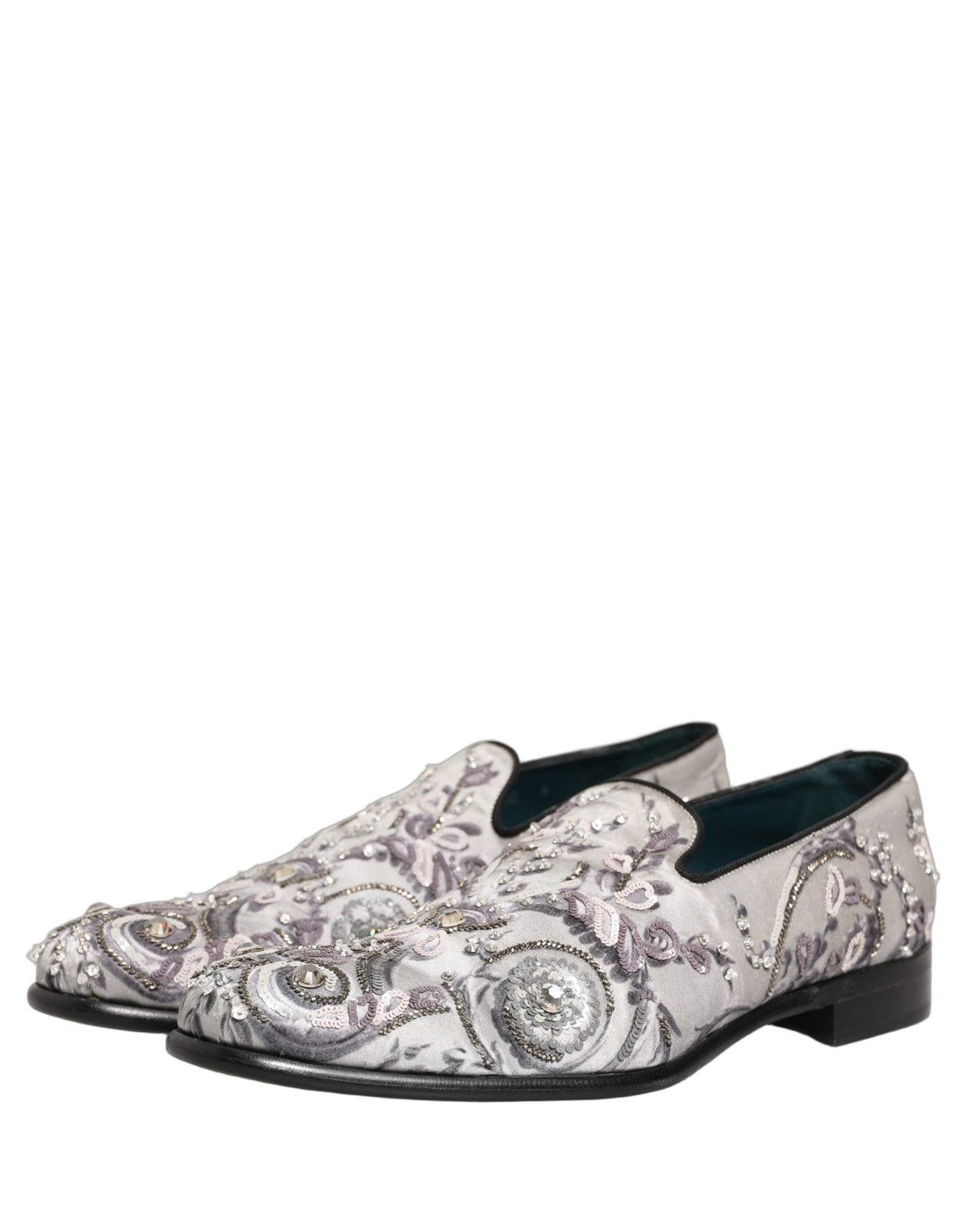 Dolce & Gabbana White Sequined Formal Slip On Loafers Shoes - RIMODA