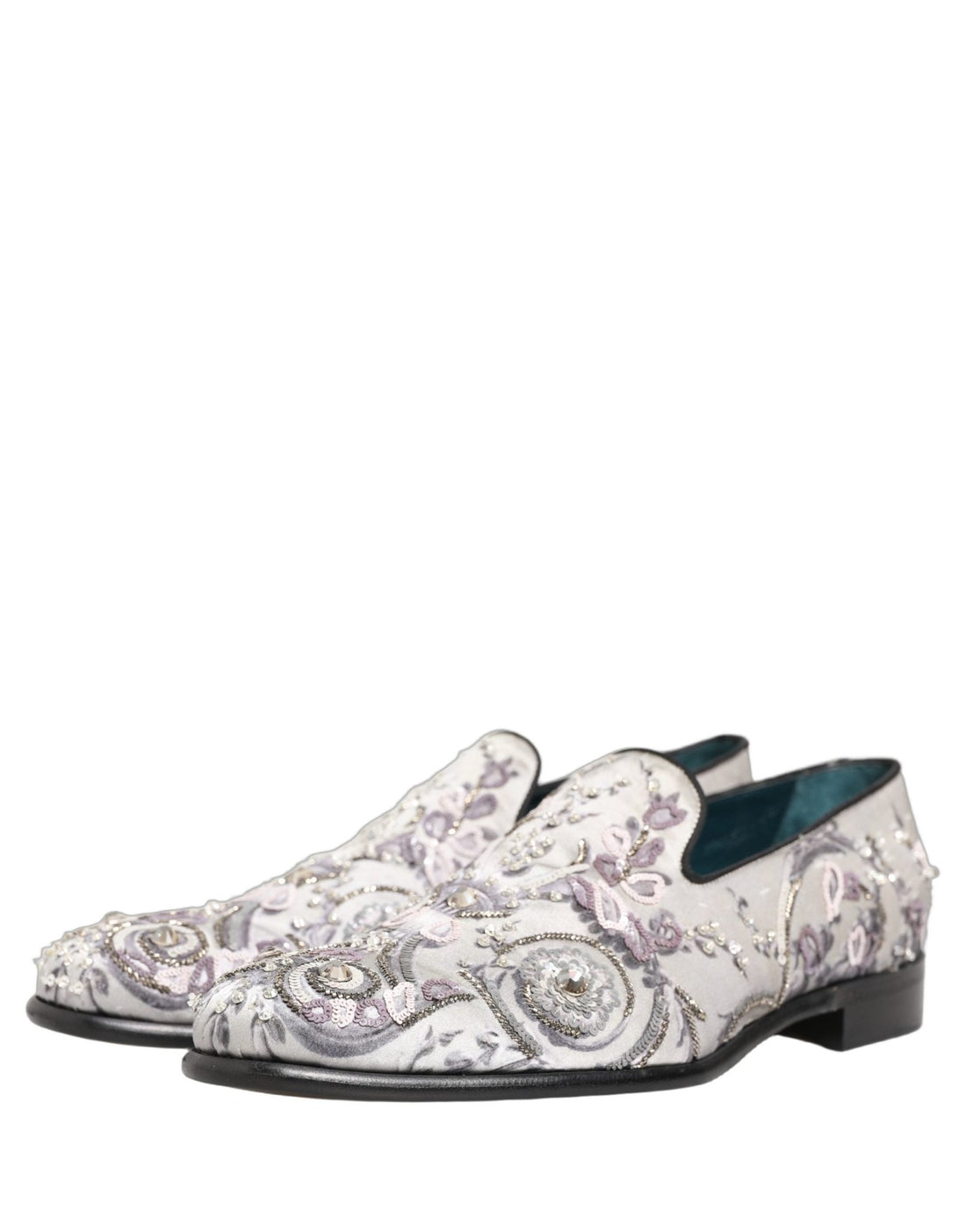 Dolce & Gabbana White Sequined Formal Slip On Loafers Shoes - RIMODA