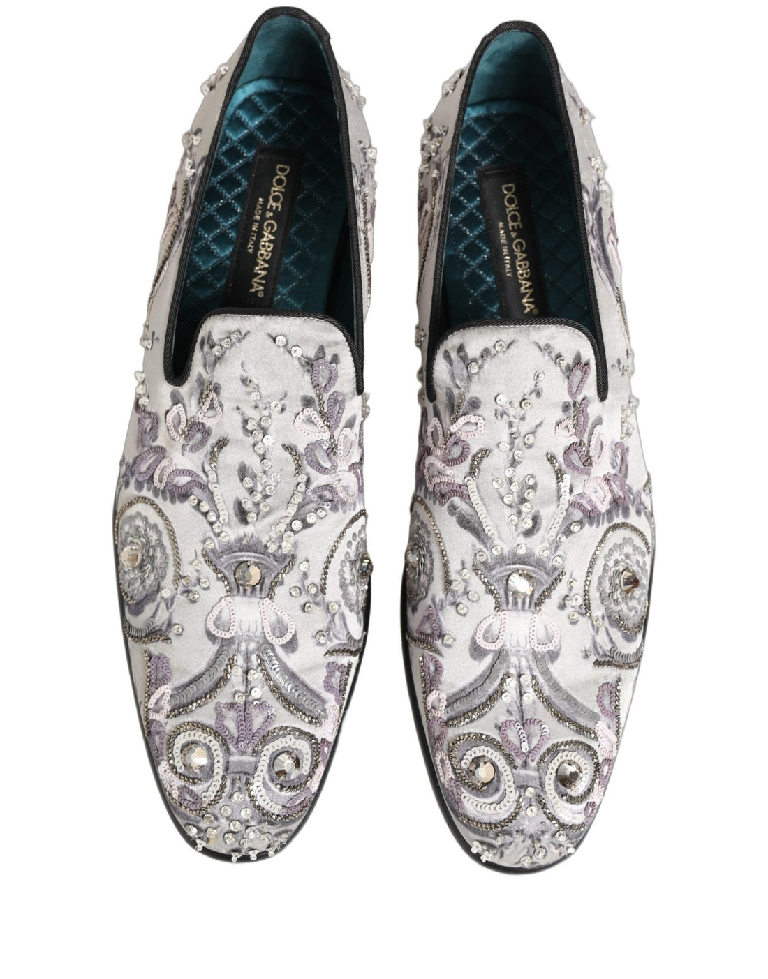 Dolce & Gabbana White Sequined Formal Slip On Loafers Shoes - RIMODA