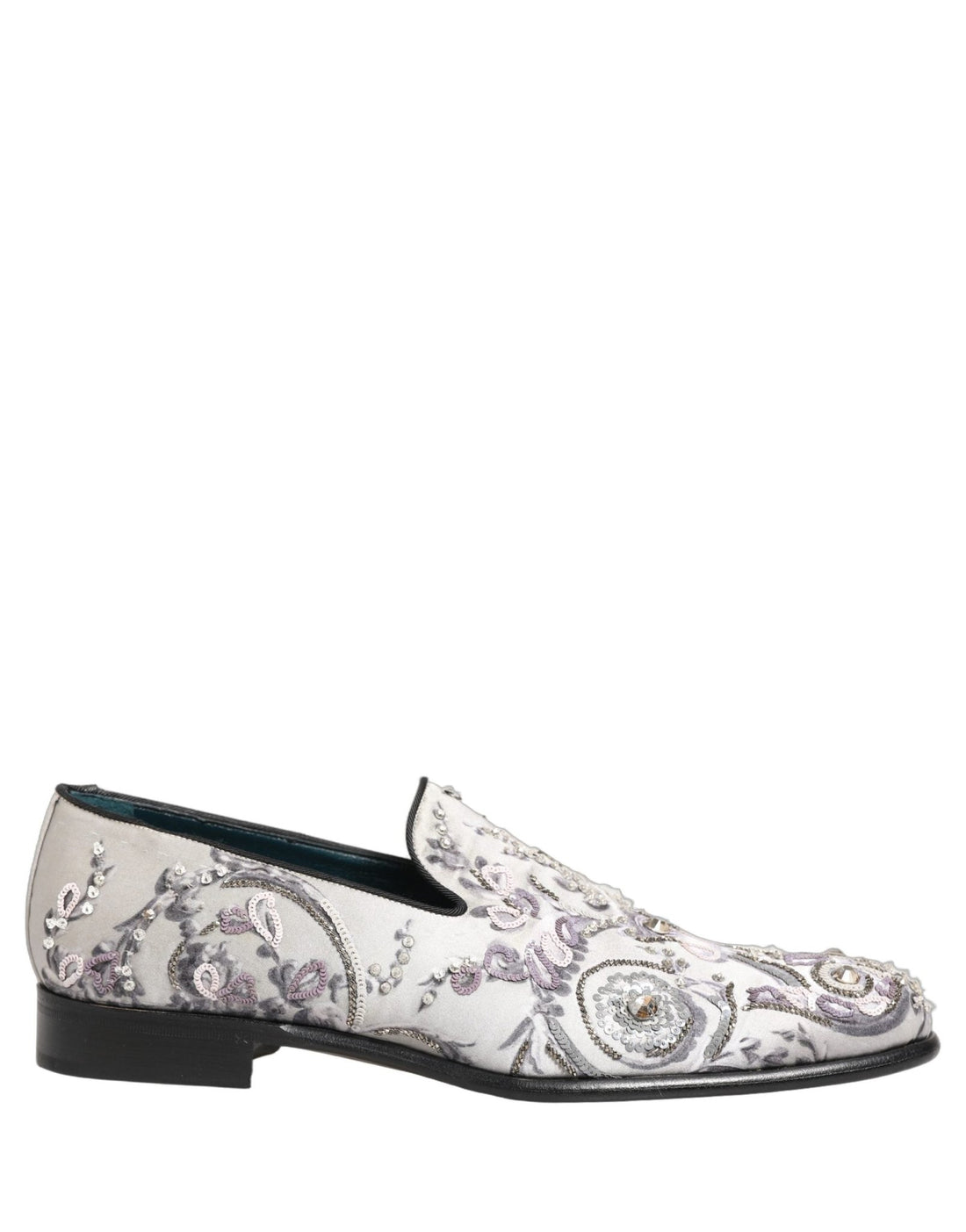 Dolce & Gabbana White Sequined Formal Slip On Loafers Shoes - RIMODA