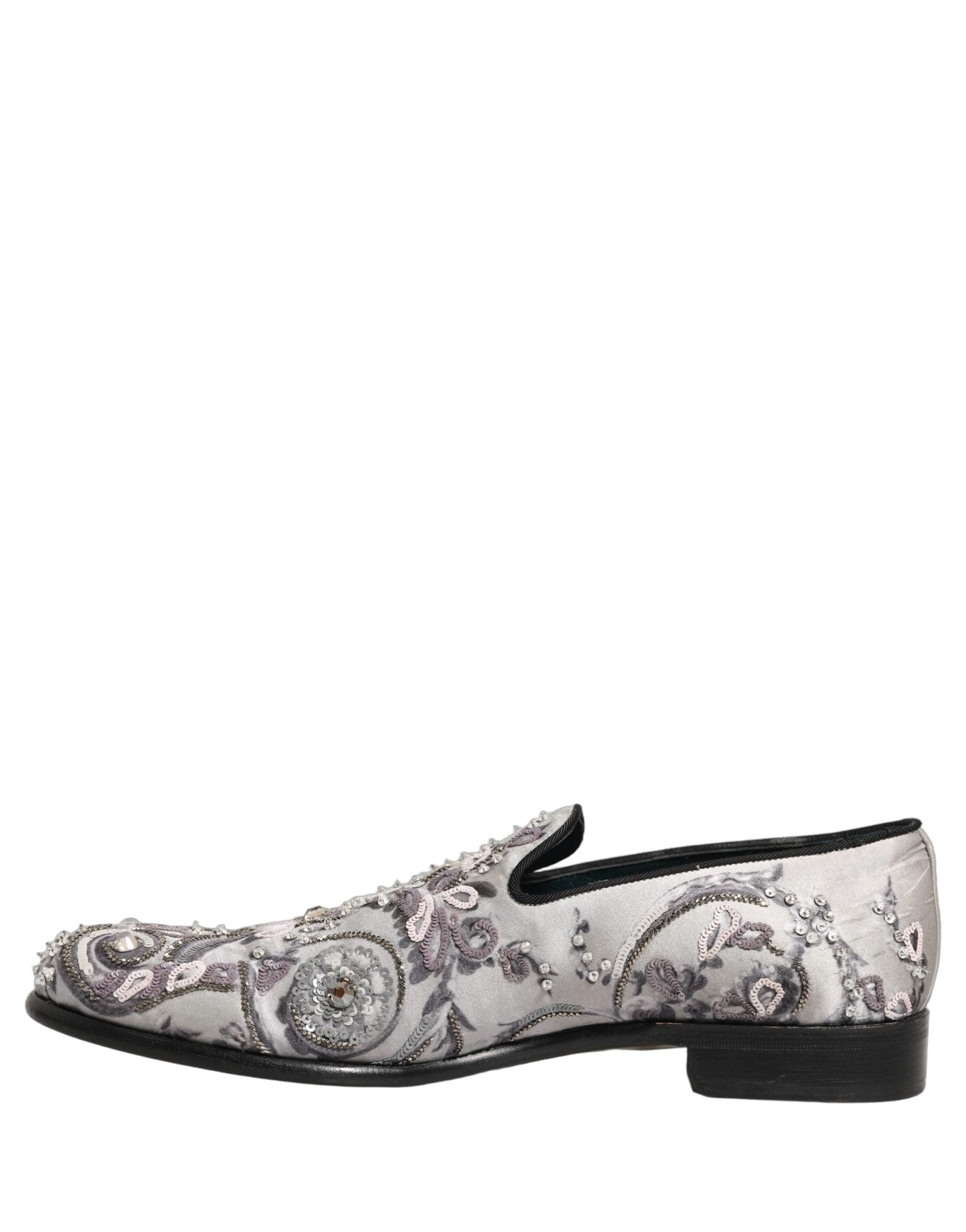 Dolce & Gabbana White Sequined Formal Slip On Loafers Shoes - RIMODA