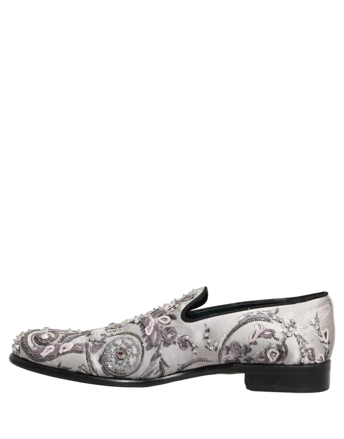 Dolce & Gabbana White Sequined Formal Slip On Loafers Shoes - RIMODA