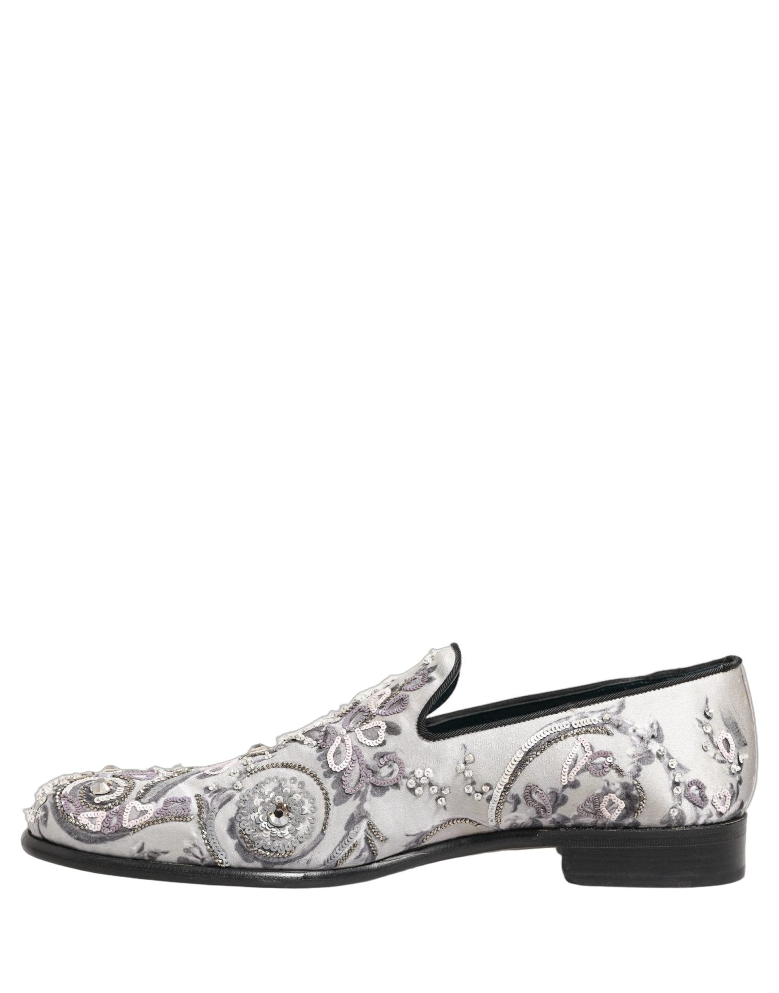 Dolce & Gabbana White Sequined Formal Slip On Loafers Shoes - RIMODA