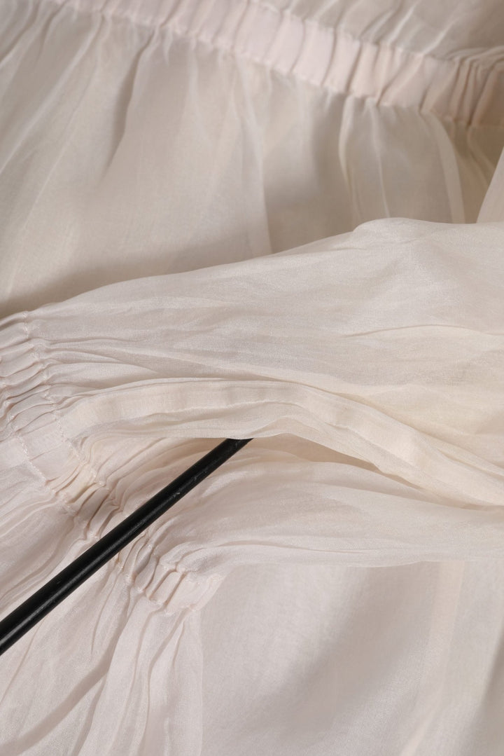 Dolce & Gabbana White Silk Cotton Ascot Collar Blouse Top - RIMODA