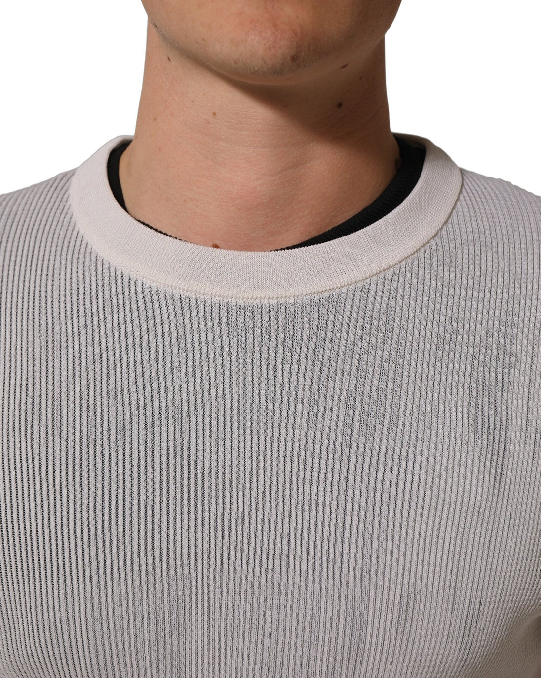 Dolce & Gabbana White Silk Crew Neck Men Pullover Sweater - RIMODA
