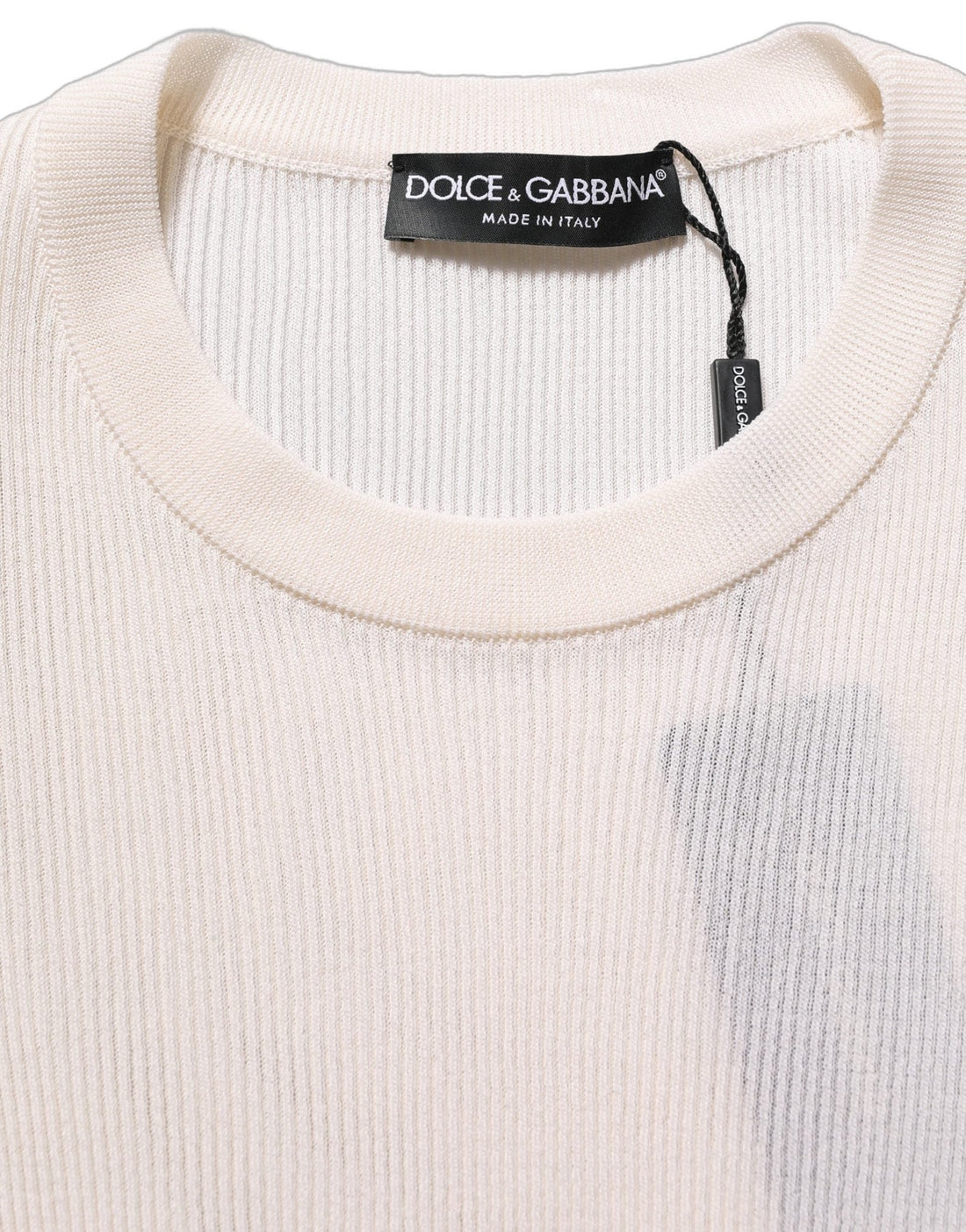 Dolce & Gabbana White Silk Crew Neck Men Pullover Sweater - RIMODA