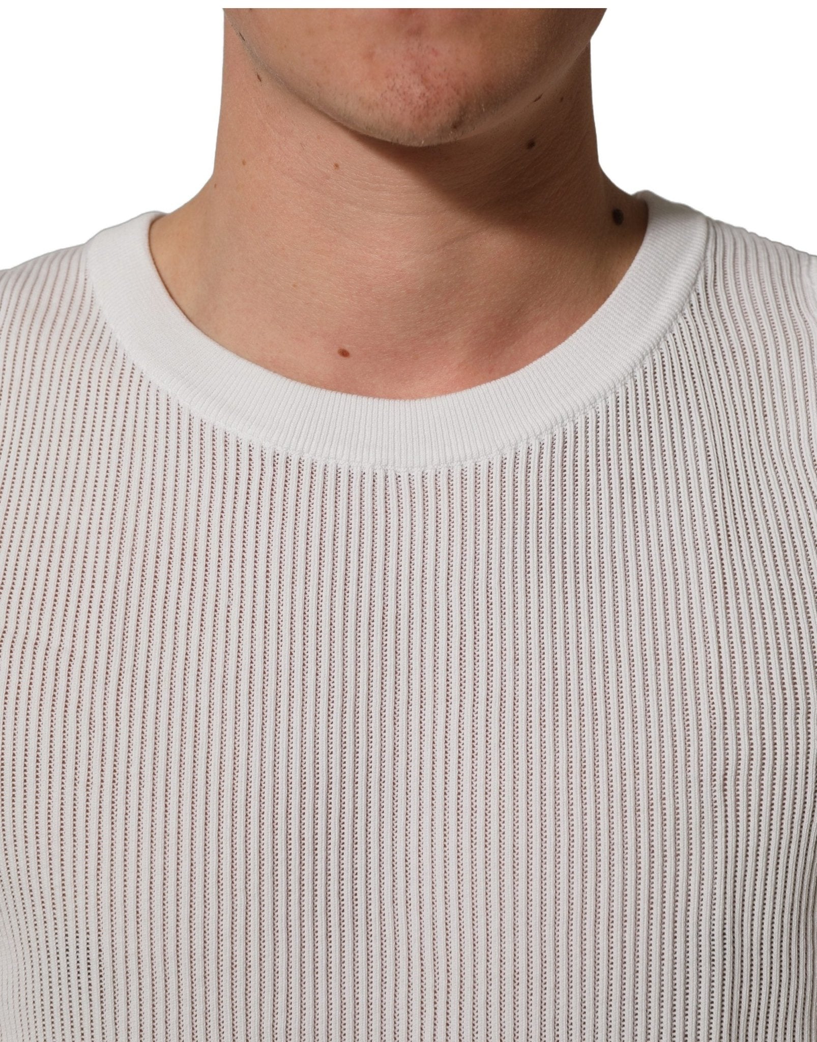Dolce & Gabbana White Silk Crew Neck Sleeveless tank T-shirt - RIMODA