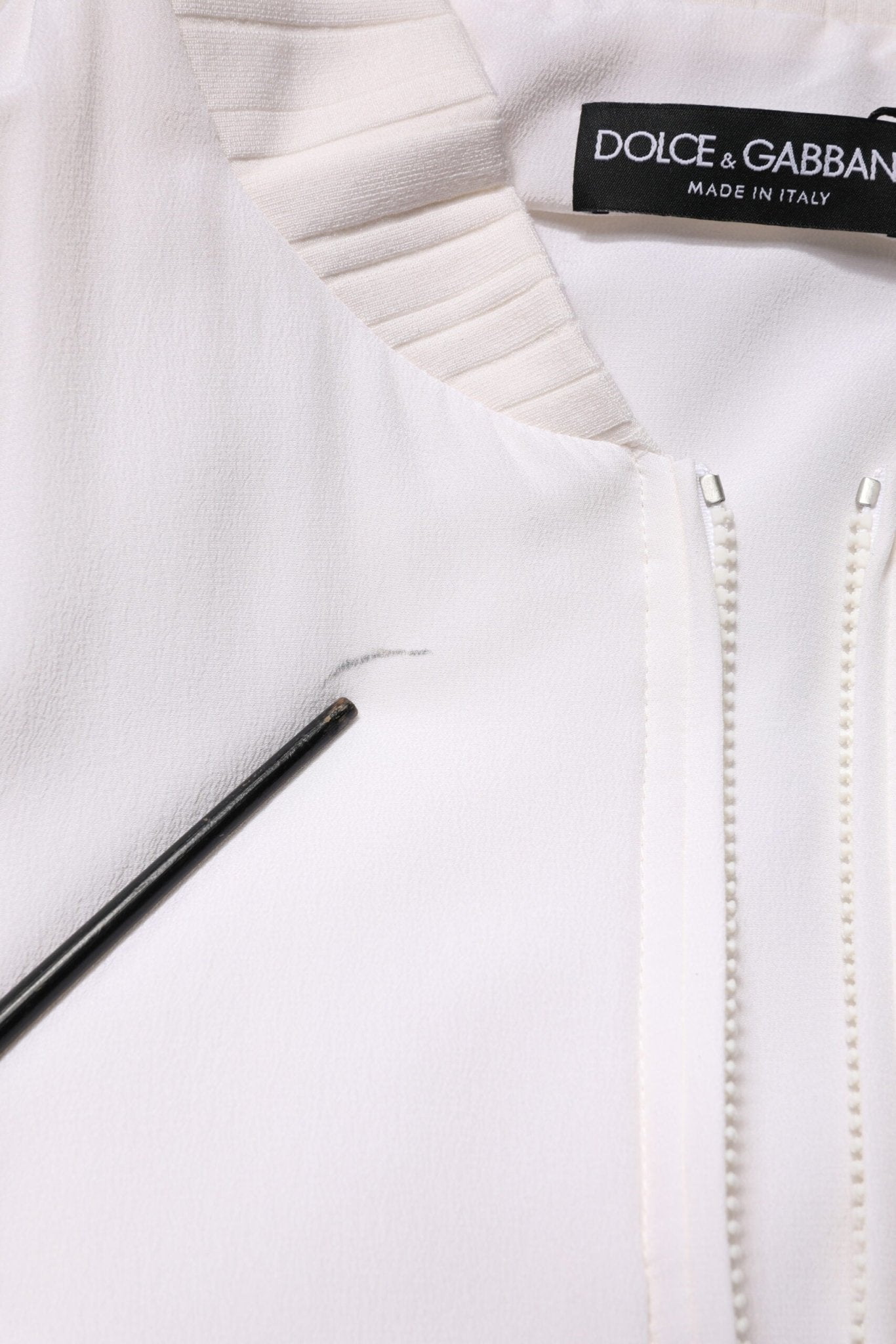 Dolce & Gabbana White Silk Full Zip Bomber Blouson Jacket - RIMODA