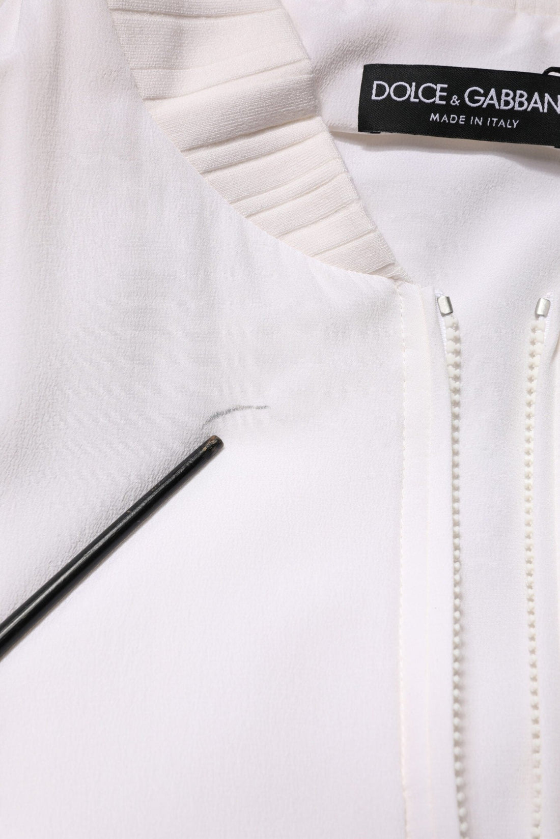 Dolce & Gabbana White Silk Full Zip Bomber Blouson Jacket - RIMODA