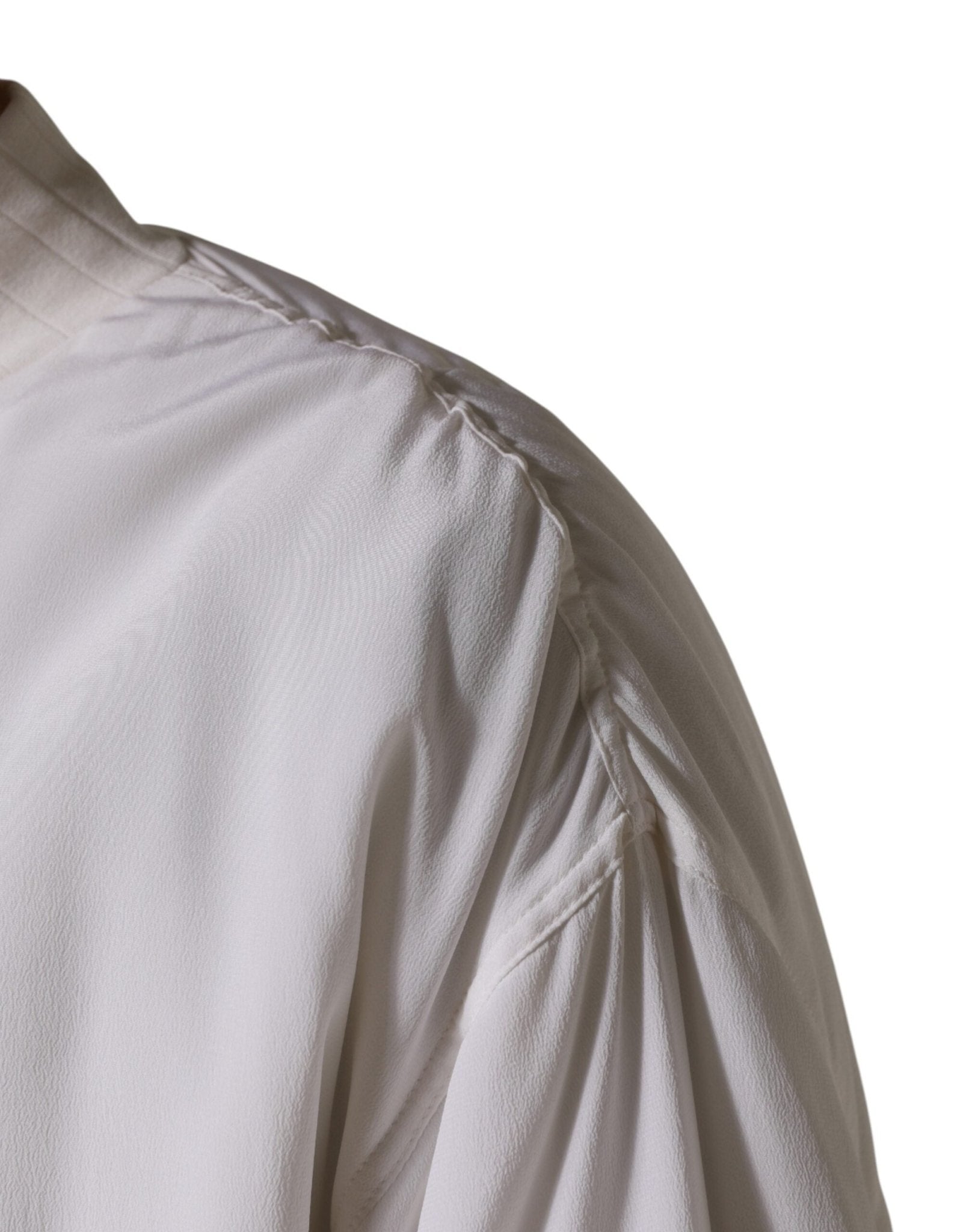 Dolce & Gabbana White Silk Full Zip Bomber Blouson Jacket - RIMODA