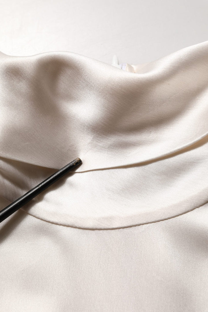 Dolce & Gabbana White Silk Long Sleeves Turtleneck Sweater - RIMODA