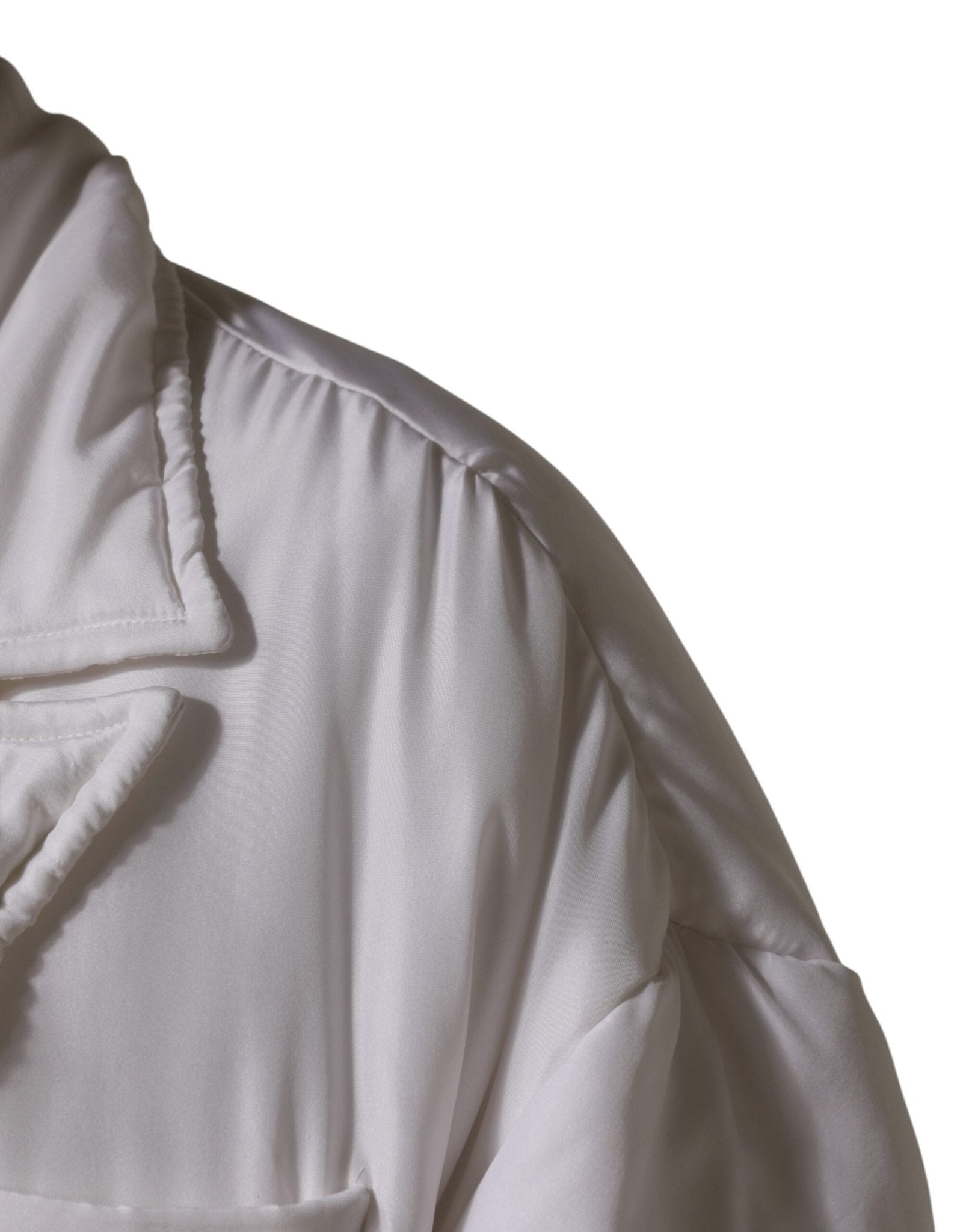 Dolce & Gabbana White Silk Padded Parka Men Coat Jacket - RIMODA