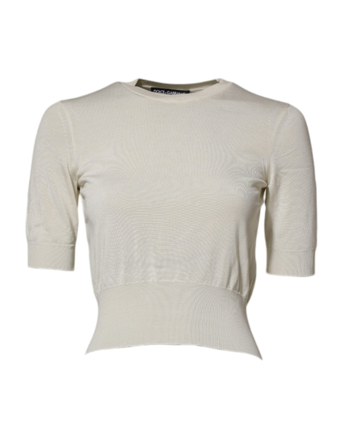 Dolce & Gabbana White Silk Short Sleeves Blouse Pullover Top - RIMODA