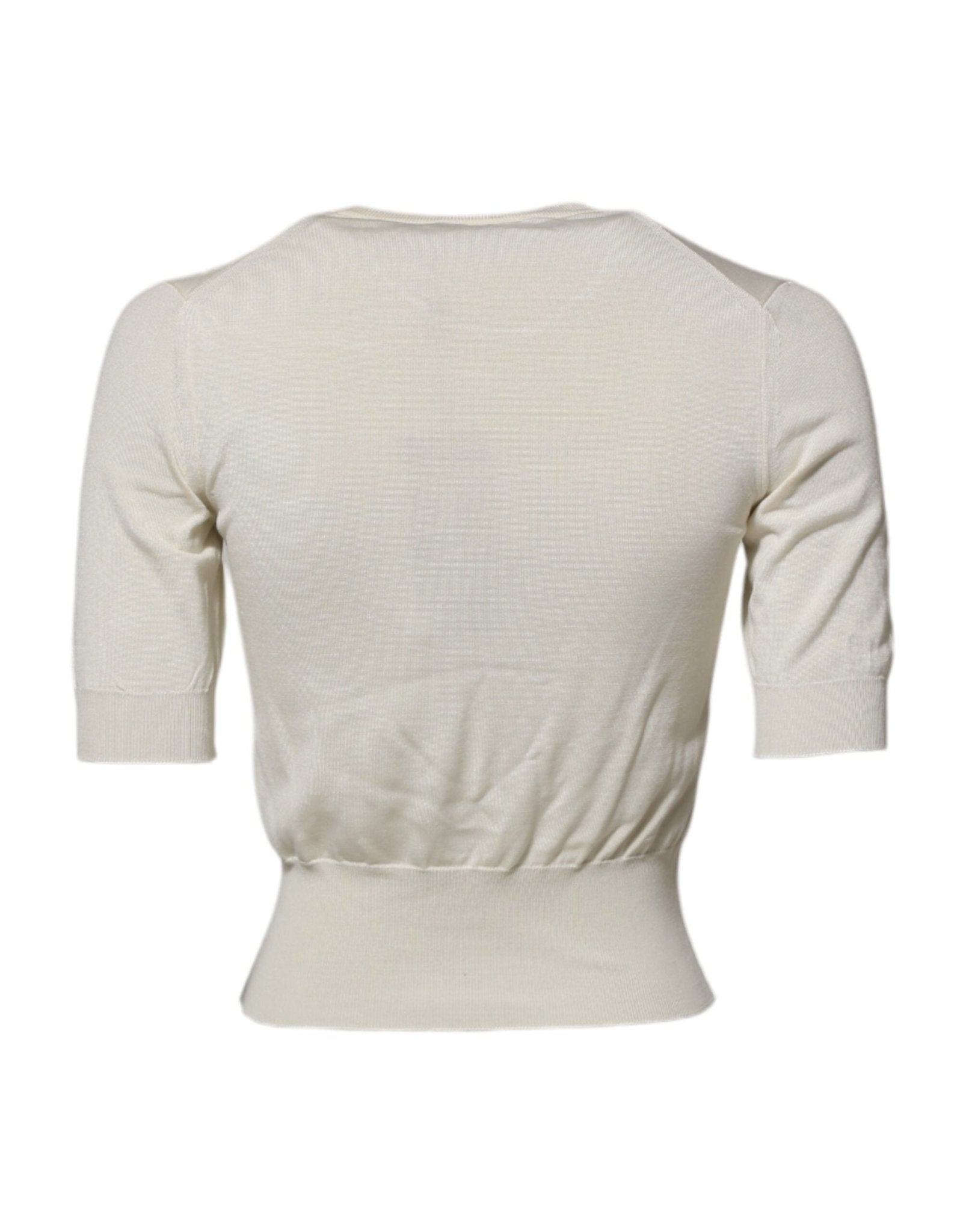 Dolce & Gabbana White Silk Short Sleeves Blouse Pullover Top - RIMODA
