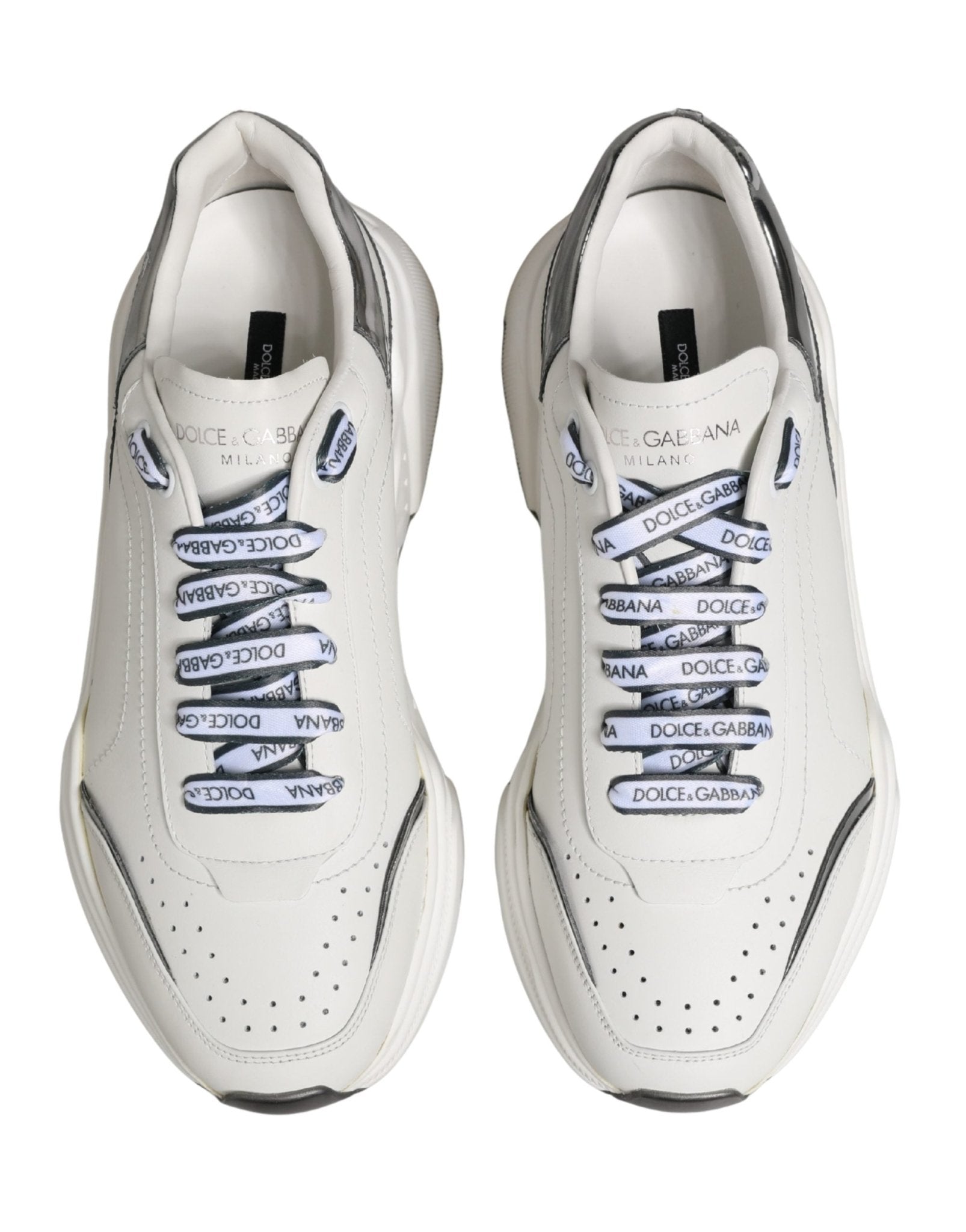 Dolce & Gabbana White Silver Daymaster Low Top Men Sneakers Shoes - RIMODA