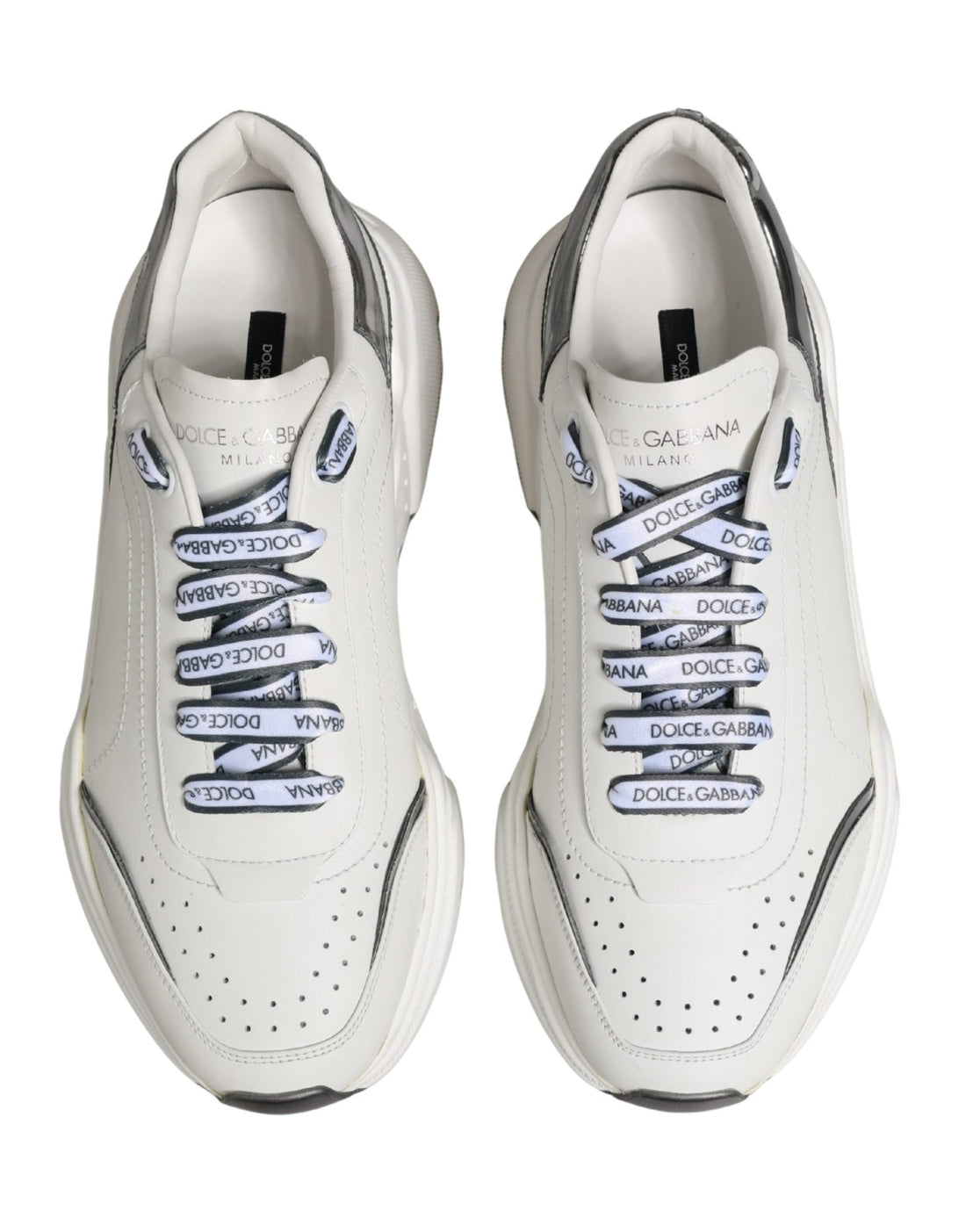 Dolce & Gabbana White Silver Daymaster Low Top Men Sneakers Shoes - RIMODA