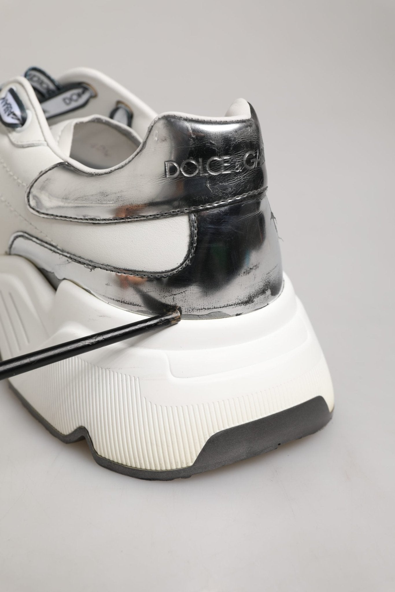 Dolce & Gabbana White Silver Daymaster Low Top Men Sneakers Shoes - RIMODA