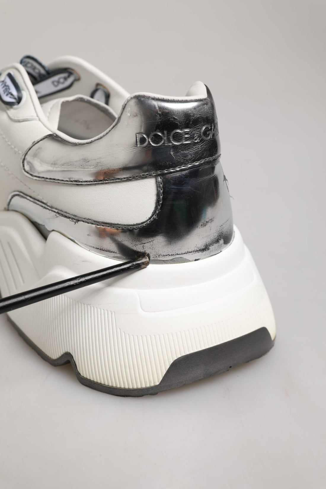 Dolce & Gabbana White Silver Daymaster Low Top Men Sneakers Shoes - RIMODA
