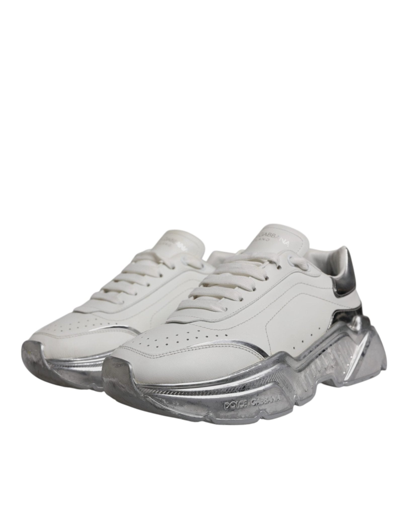Dolce & Gabbana White Silver Daymaster Low Top Sneaker Shoes - RIMODA