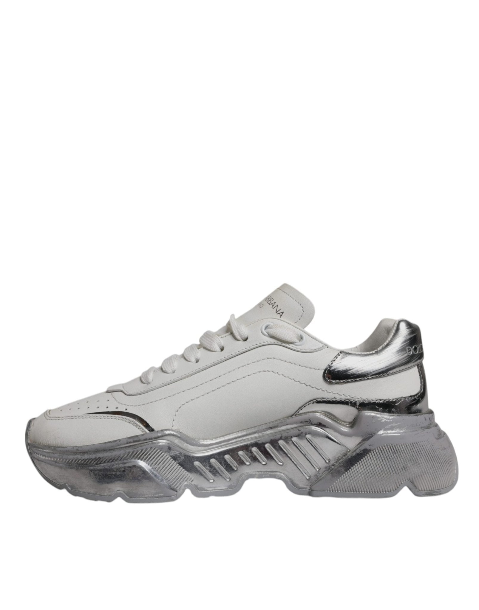 Dolce & Gabbana White Silver Daymaster Low Top Sneaker Shoes - RIMODA