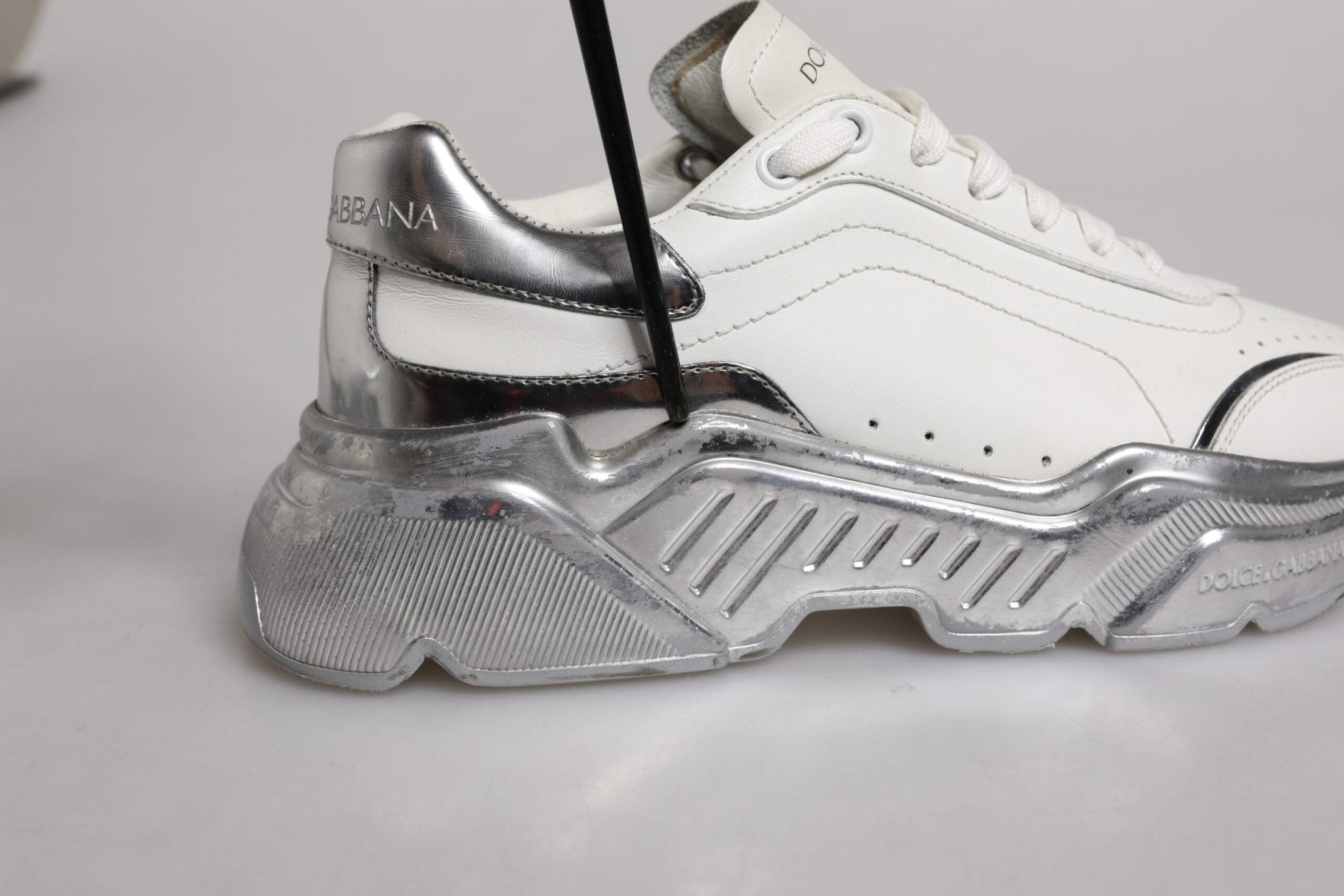 Dolce & Gabbana White Silver Daymaster Low Top Sneaker Shoes - RIMODA