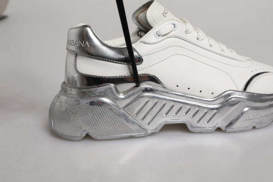Dolce & Gabbana White Silver Daymaster Low Top Sneaker Shoes - RIMODA