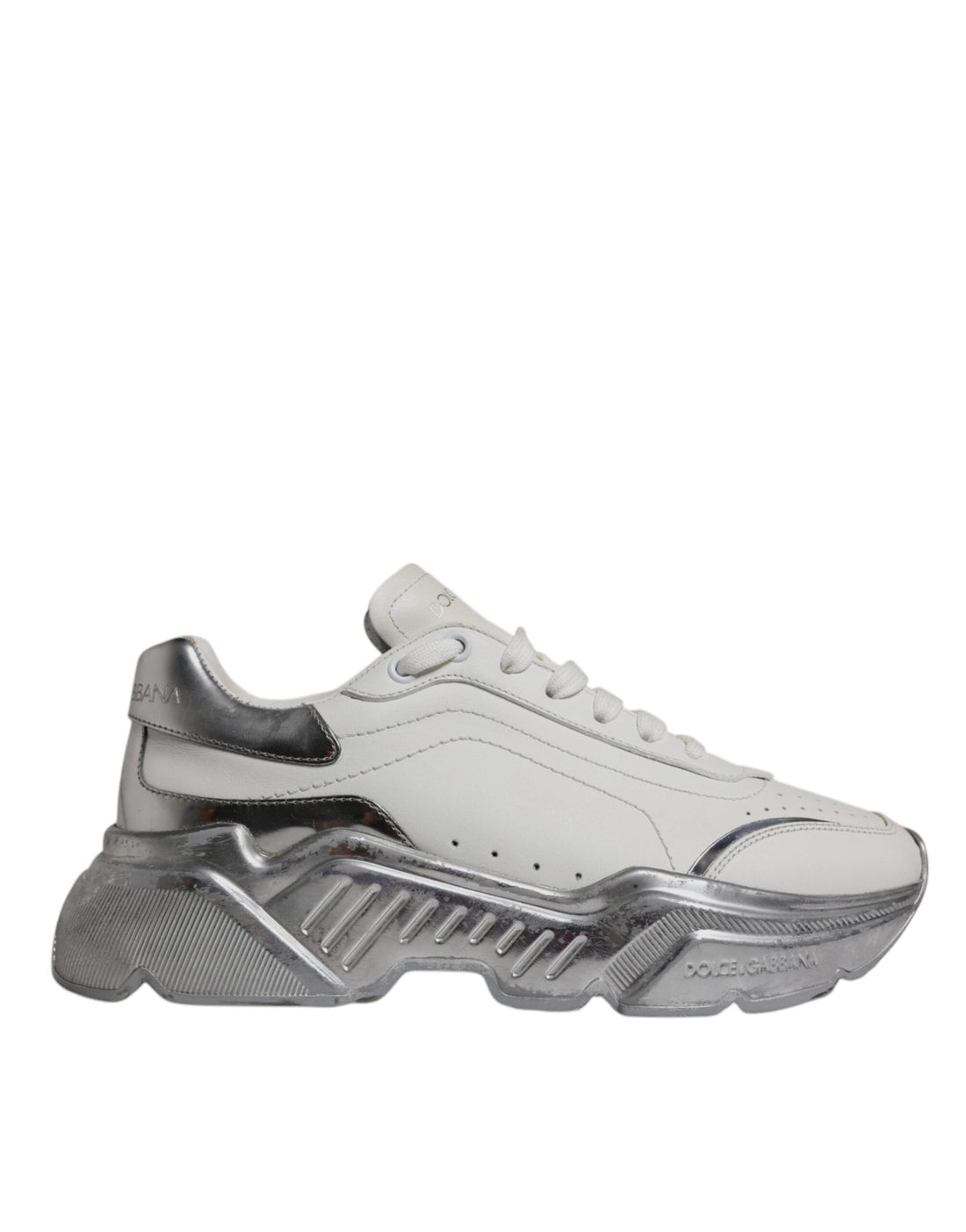 Dolce & Gabbana White Silver Daymaster Low Top Sneaker Shoes - RIMODA