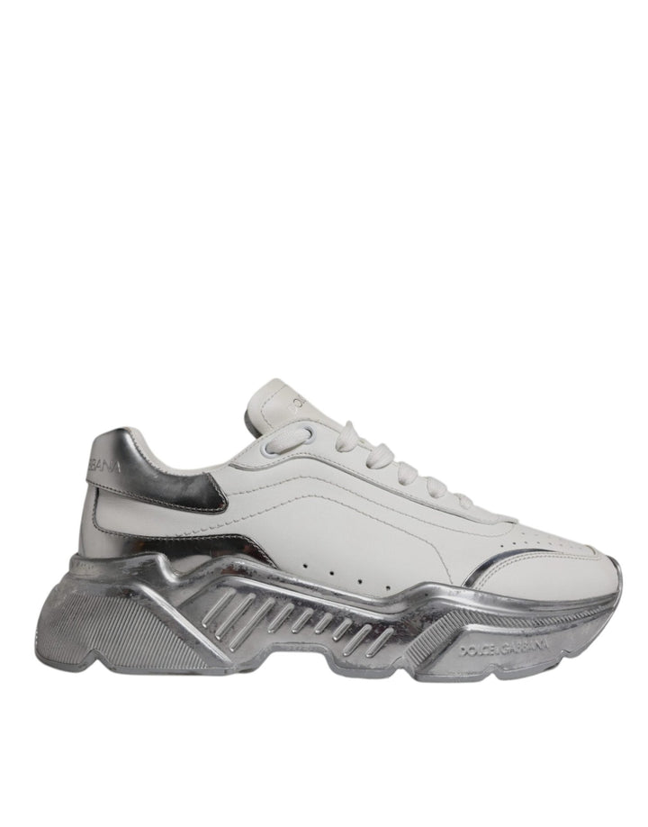 Dolce & Gabbana White Silver Daymaster Low Top Sneaker Shoes - RIMODA