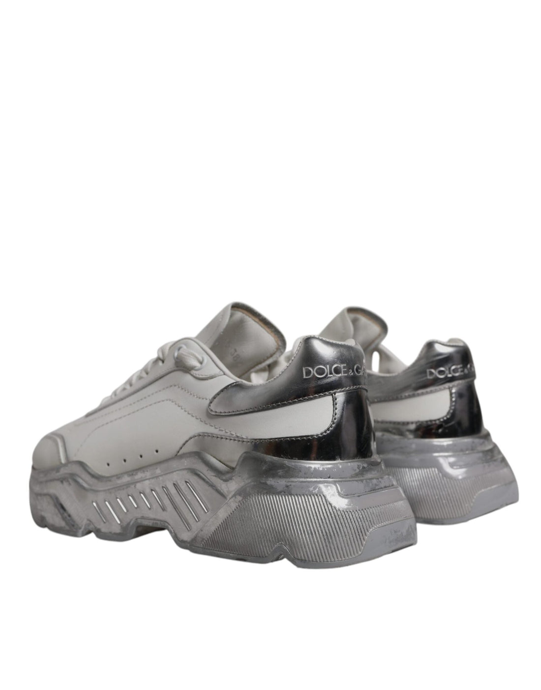 Dolce & Gabbana White Silver Daymaster Low Top Sneaker Shoes - RIMODA