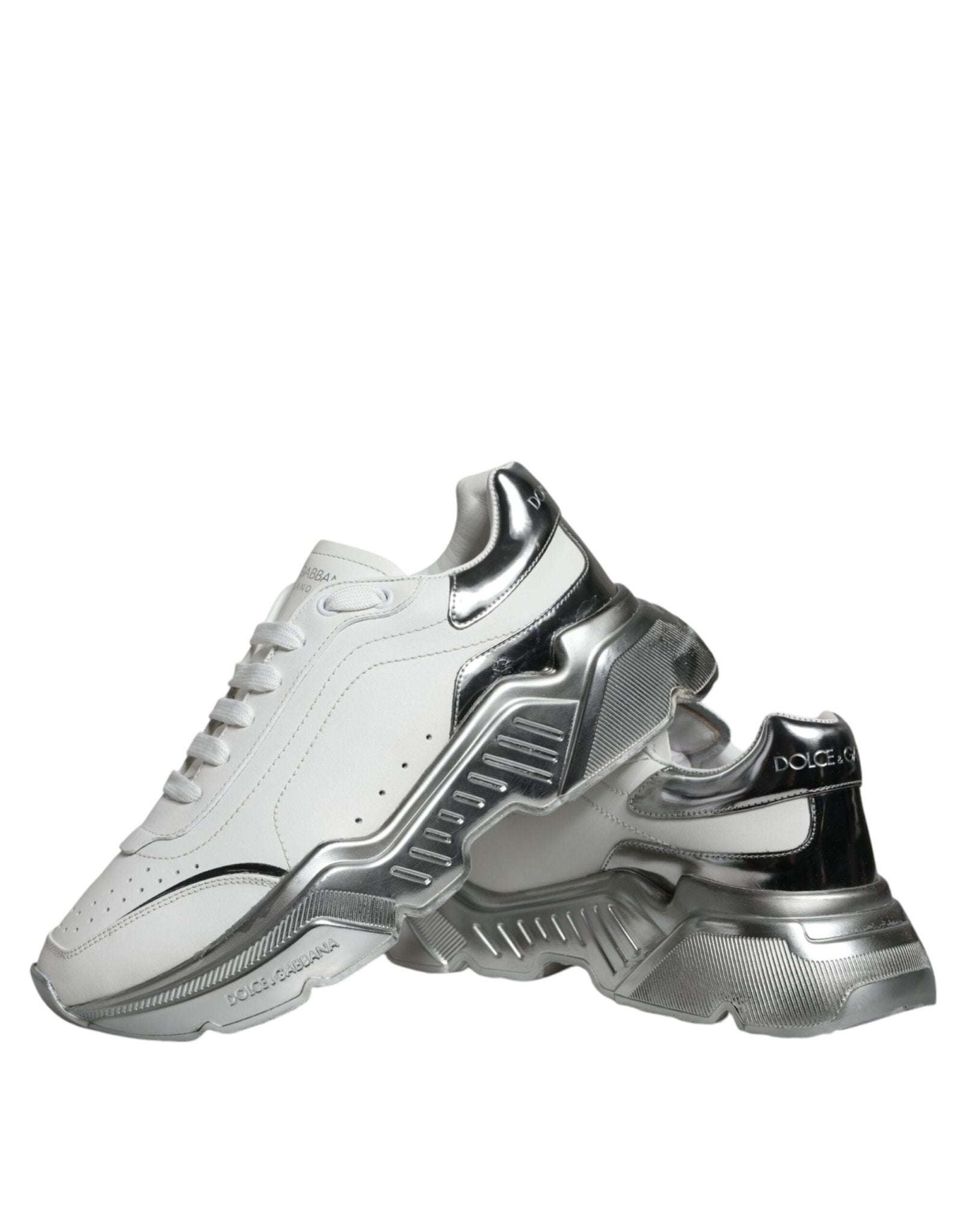 Dolce & Gabbana White Silver Daymaster Low Top Sneakers Shoes - RIMODA