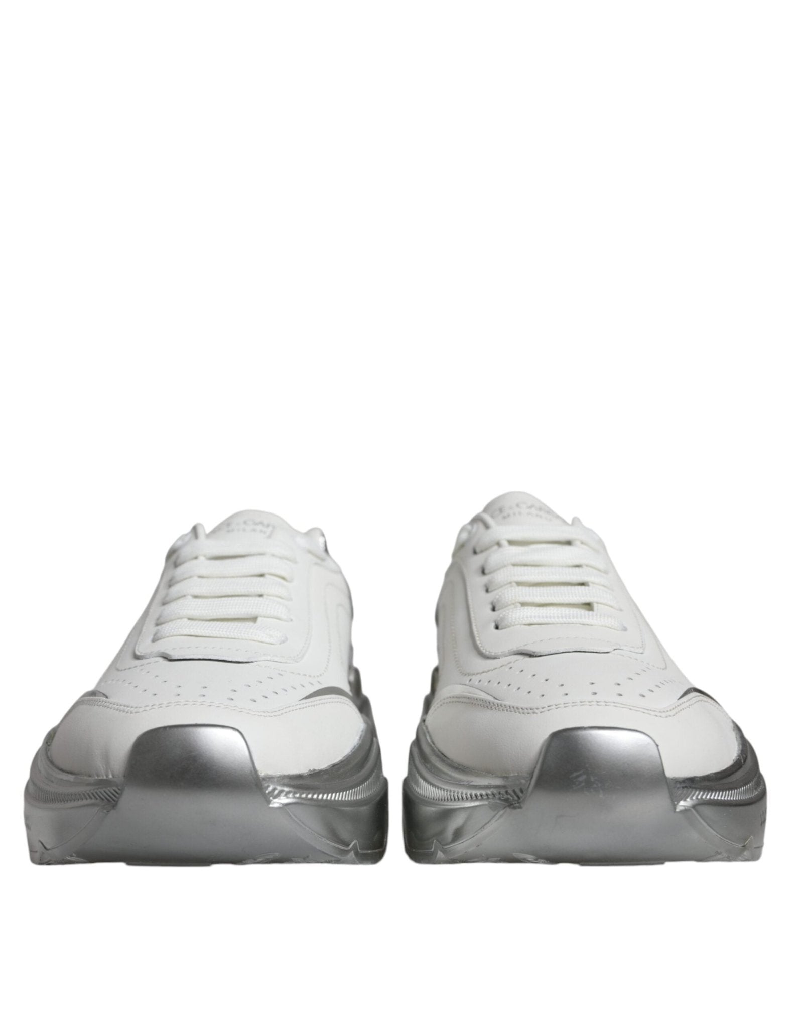 Dolce & Gabbana White Silver Daymaster Low Top Sneakers Shoes - RIMODA