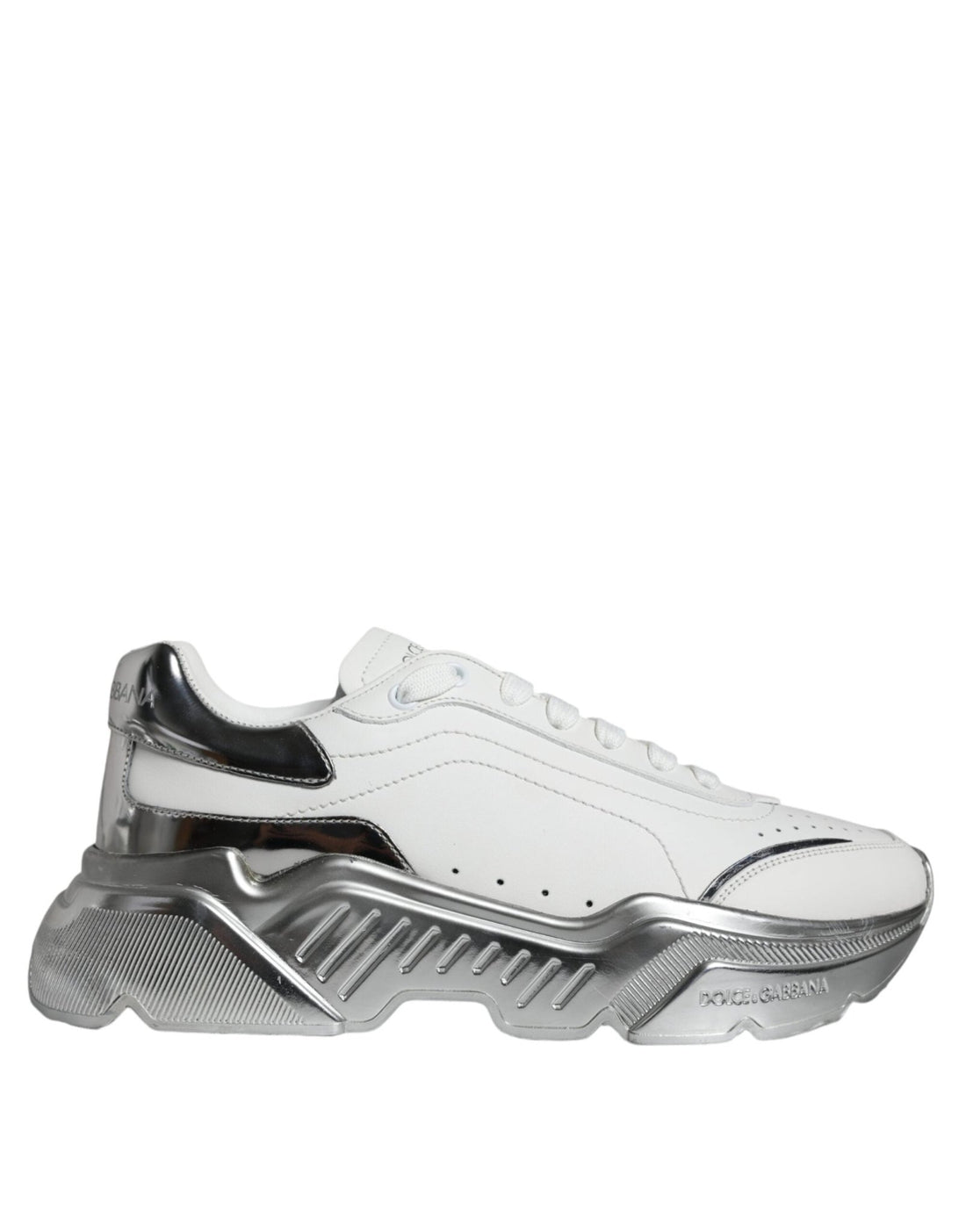 Dolce & Gabbana White Silver Daymaster Low Top Sneakers Shoes - RIMODA
