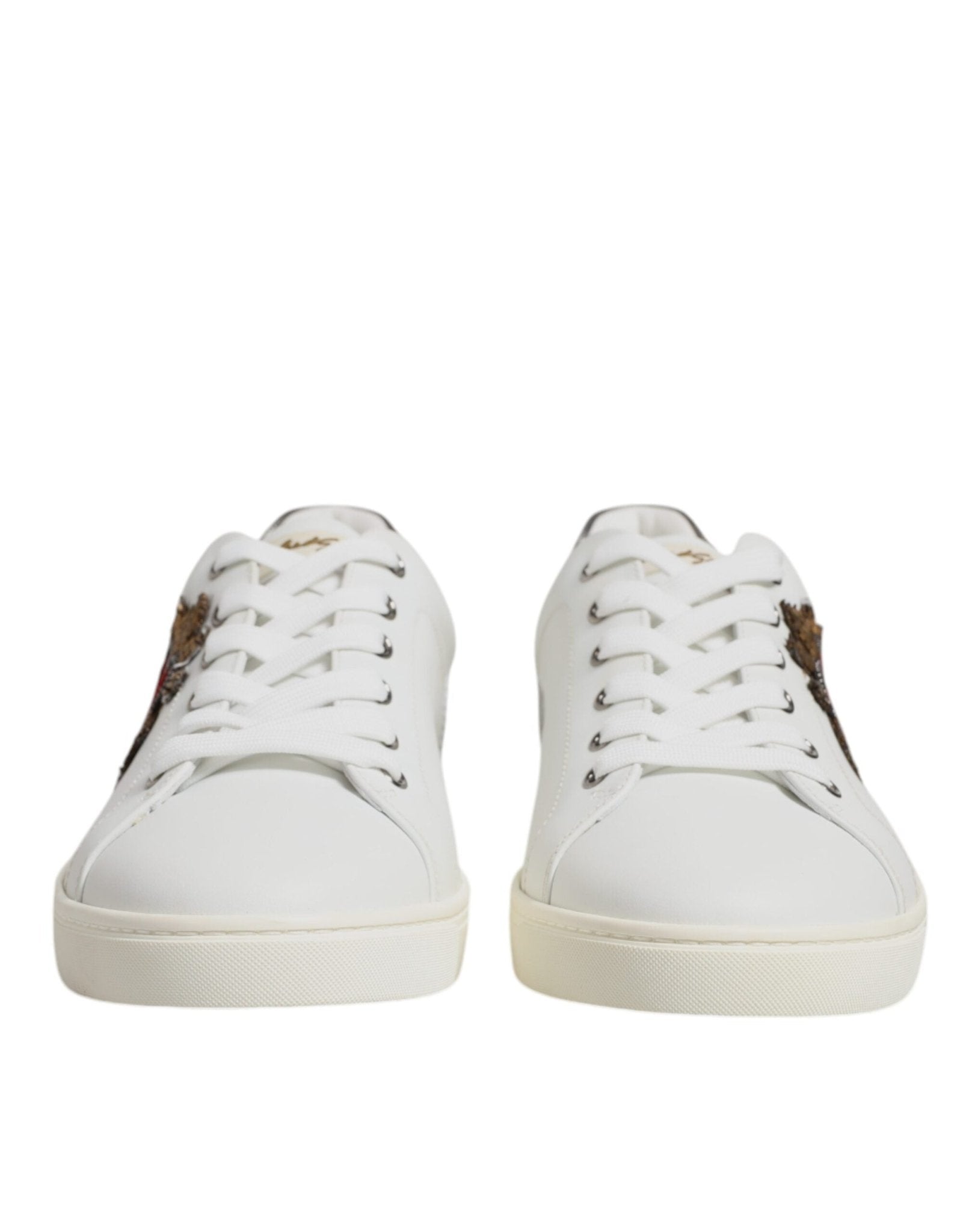 Dolce & Gabbana White Silver Sacred Heart Men Sneakers Shoes - RIMODA