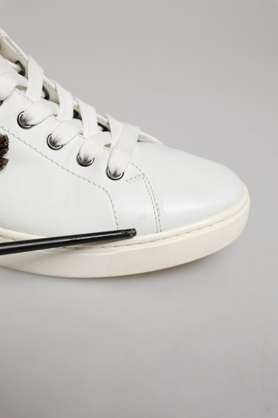 Dolce & Gabbana White Silver Sacred Heart Men Sneakers Shoes - RIMODA