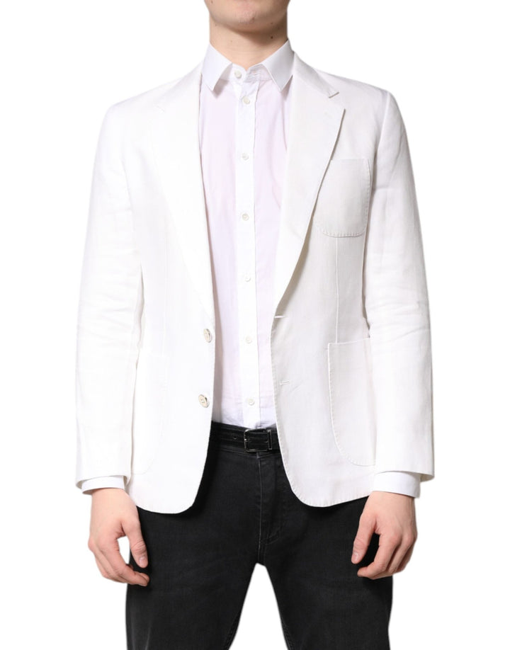 Dolce & Gabbana White Single Breasted Men Coat Blazer Suit - RIMODA